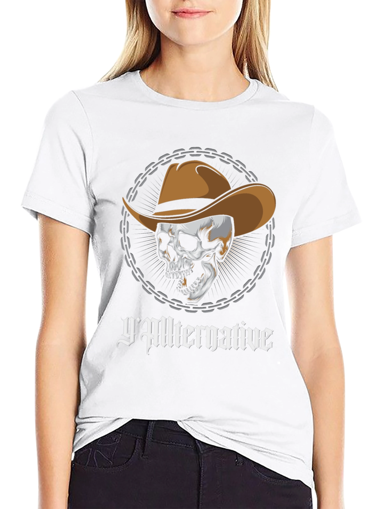 Yallternative Cowboy Skull Graphic T-Shirt
