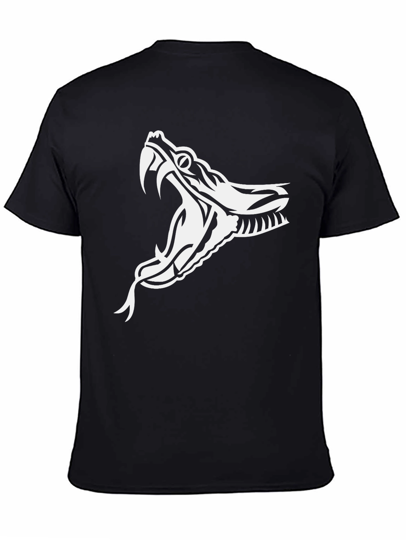 Black T-Shirt with White Snake Graphic