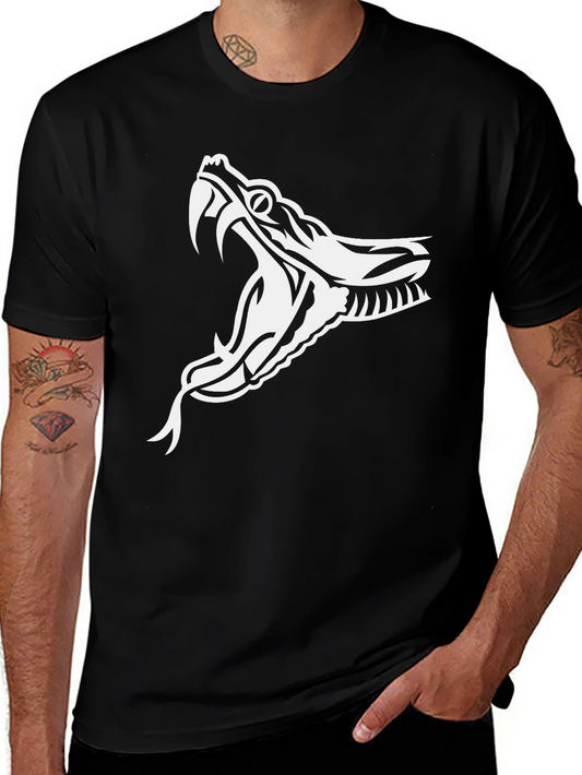 Black T-Shirt with White Snake Graphic