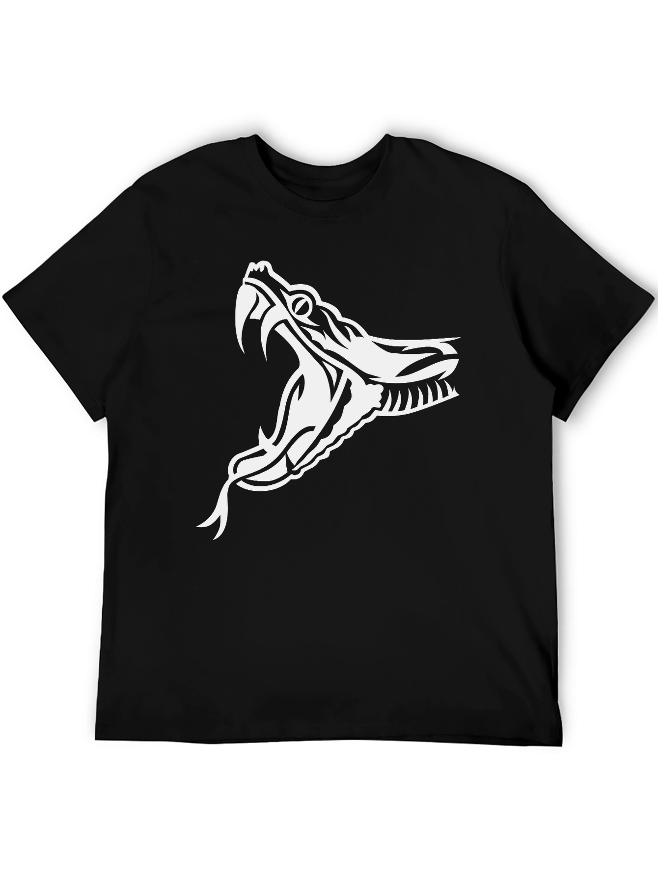 Black T-Shirt with White Snake Graphic