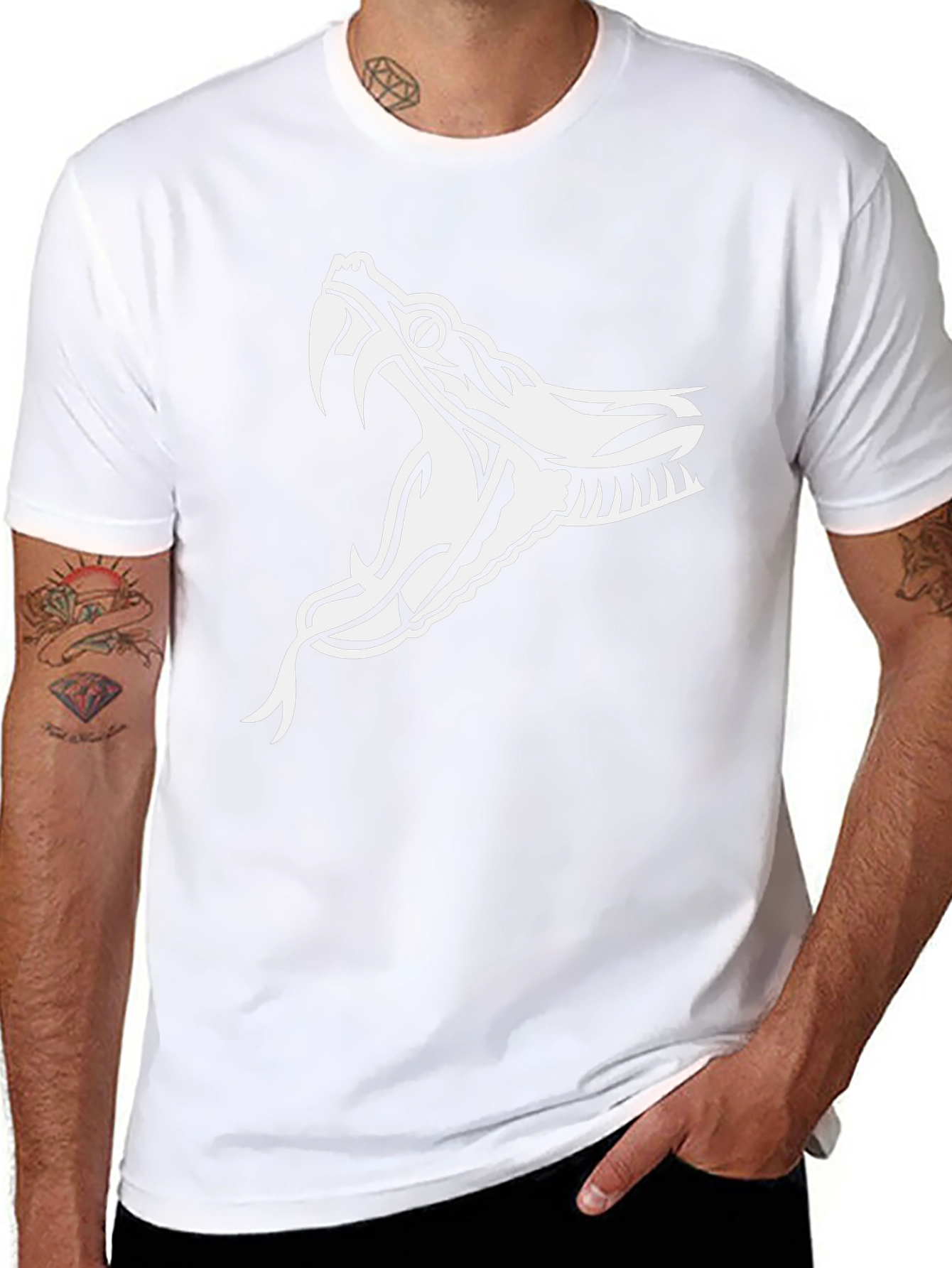 Black T-Shirt with White Snake Graphic