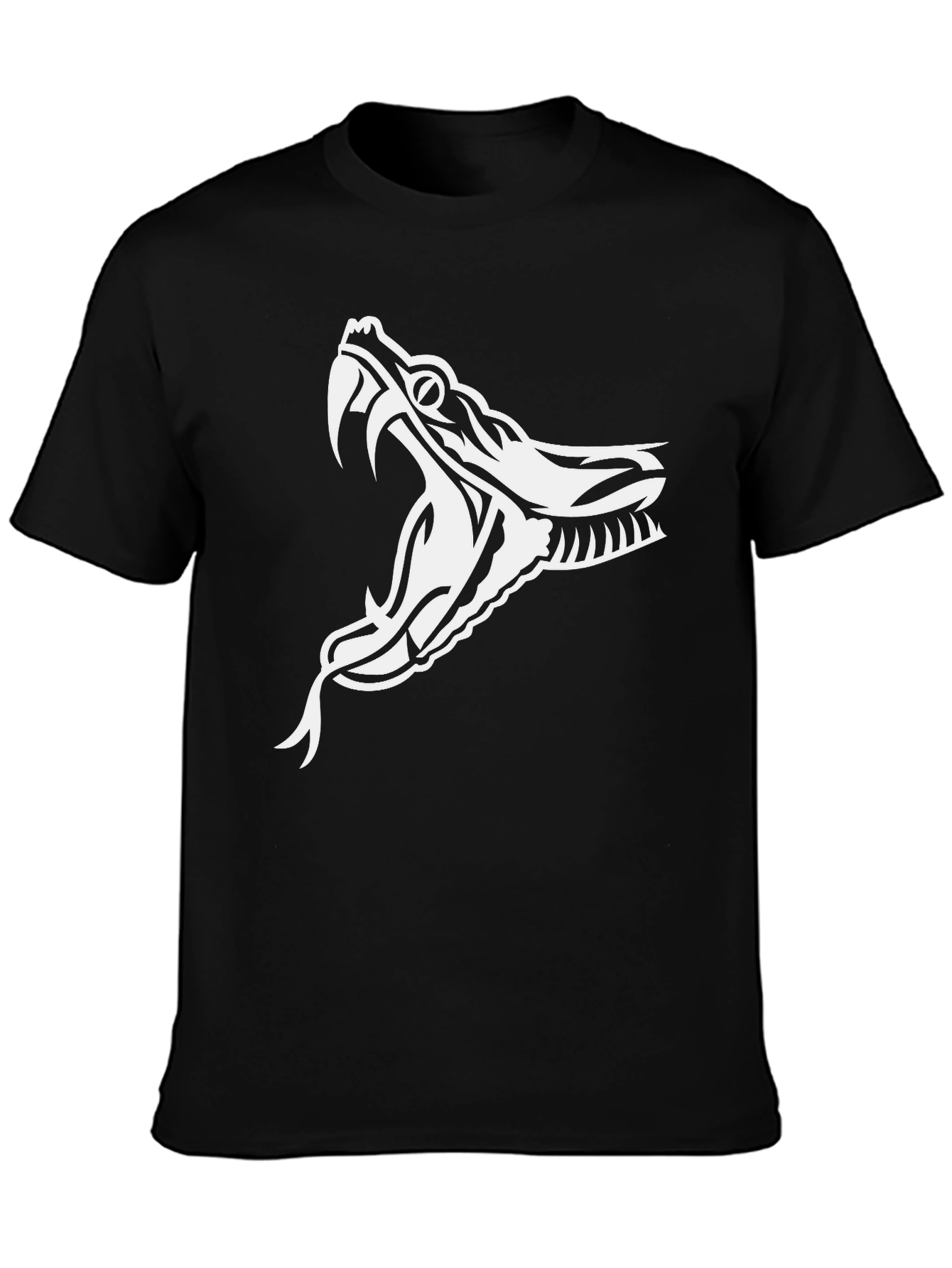 Black T-Shirt with White Snake Graphic