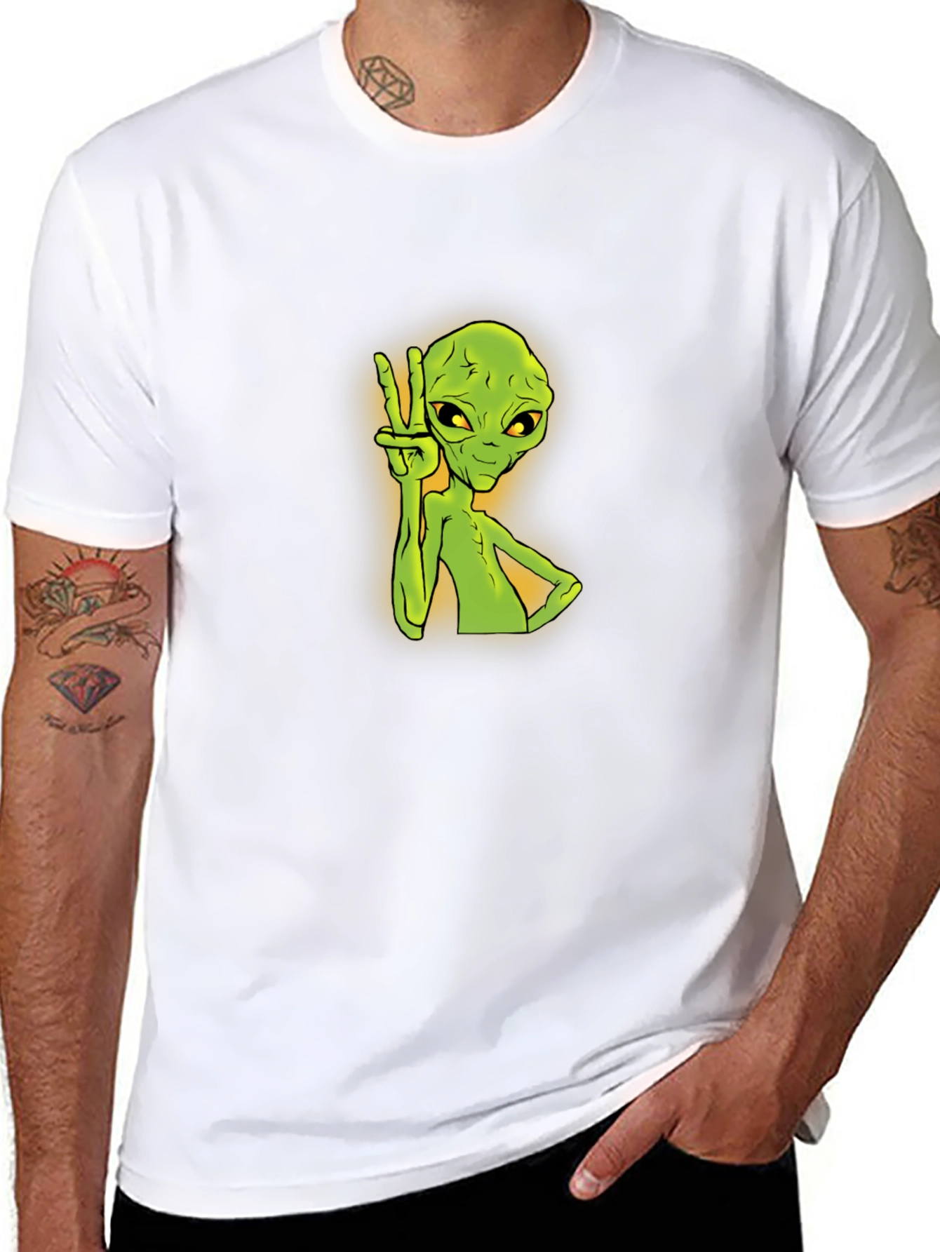 Alien Peace Sign Graphic Tee - Trendy Black T-Shirt