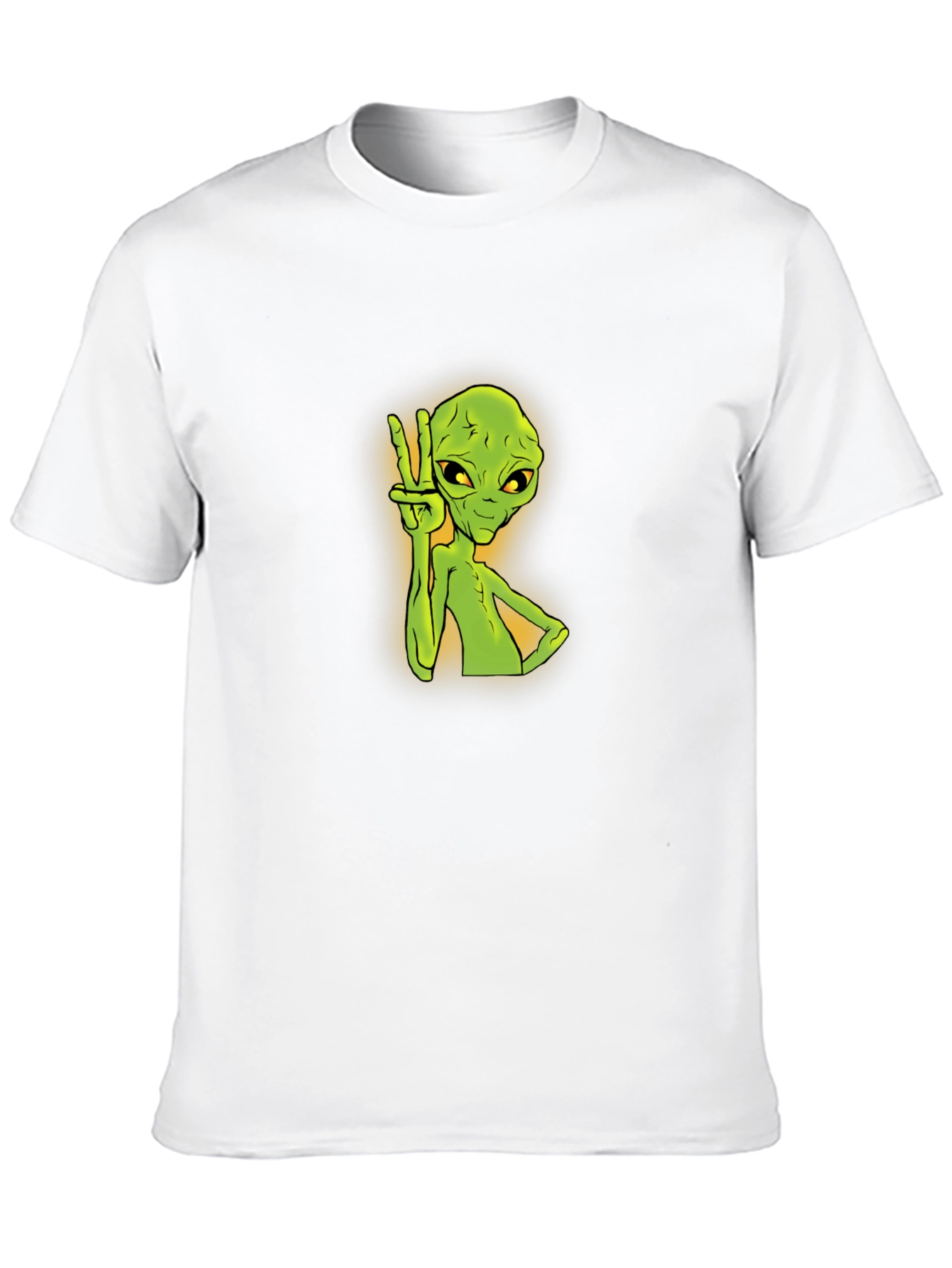 Alien Peace Sign Graphic Tee - Trendy Black T-Shirt