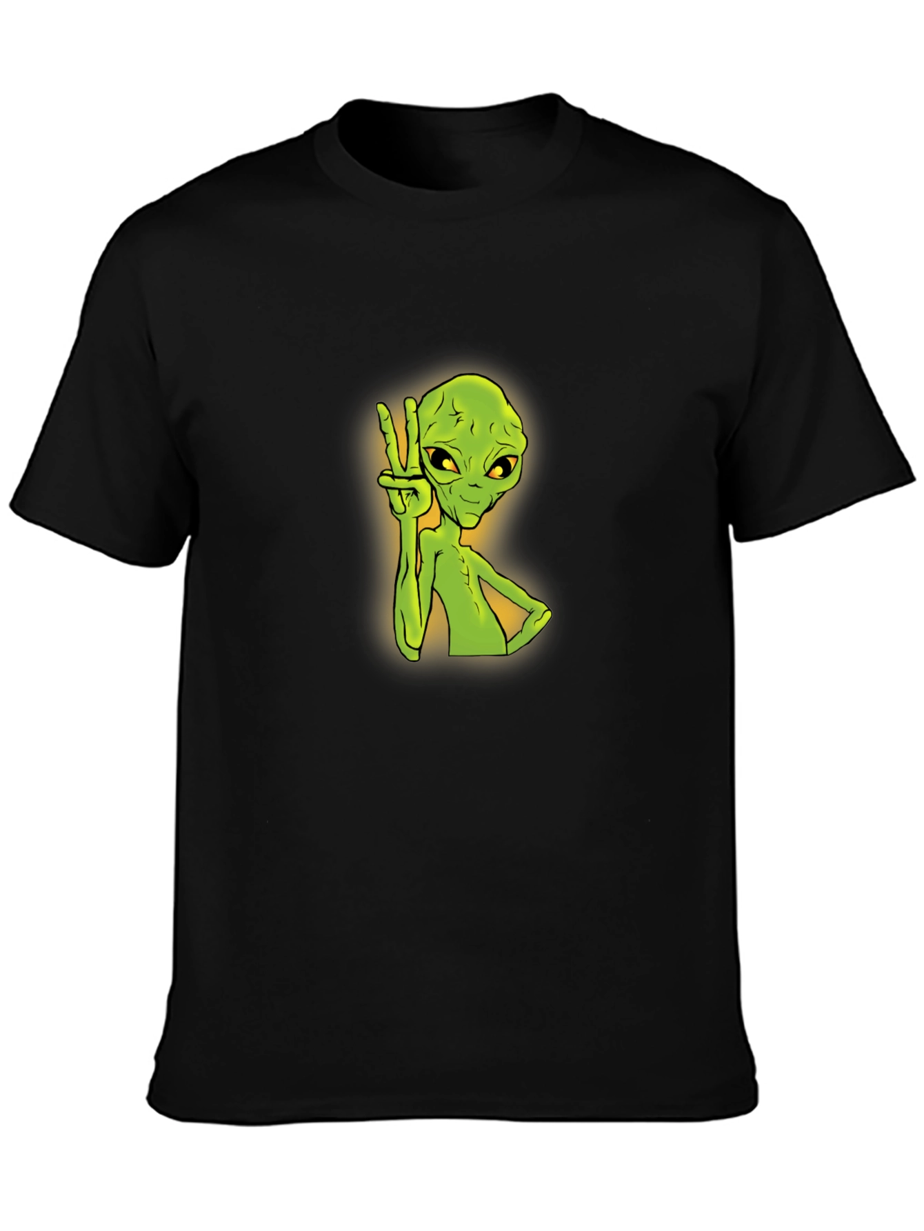 Alien Peace Sign Graphic Tee - Trendy Black T-Shirt