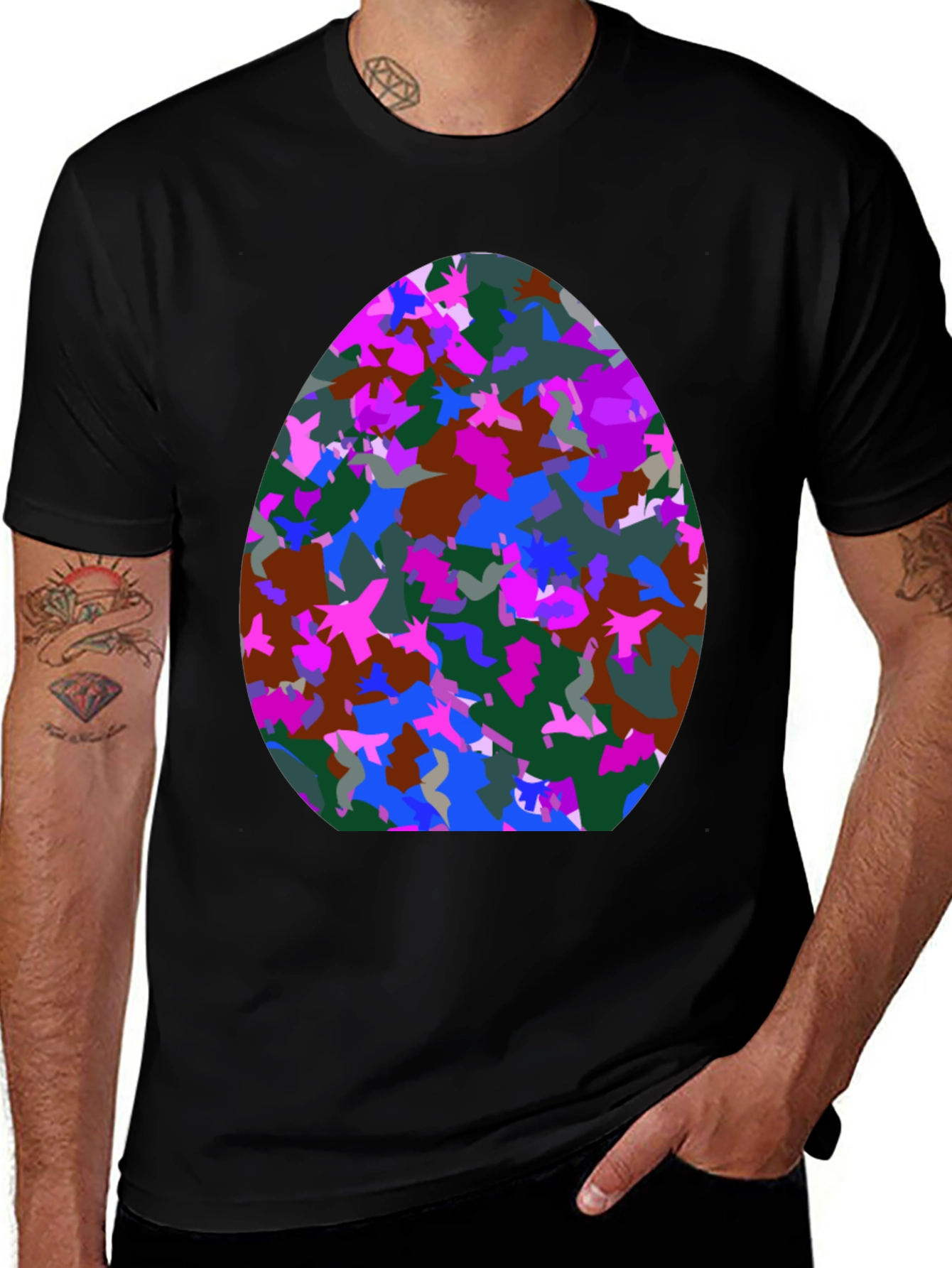 Abstract Easter Egg T-Shirt - Mens Black Tee