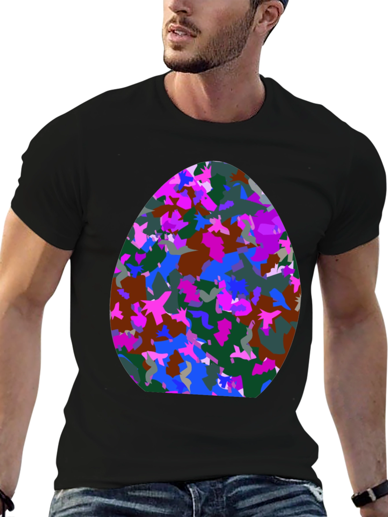 Abstract Easter Egg T-Shirt - Mens Black Tee
