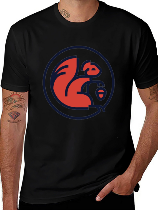 Red Squirrel Logo Black T-Shirt - Casual Style