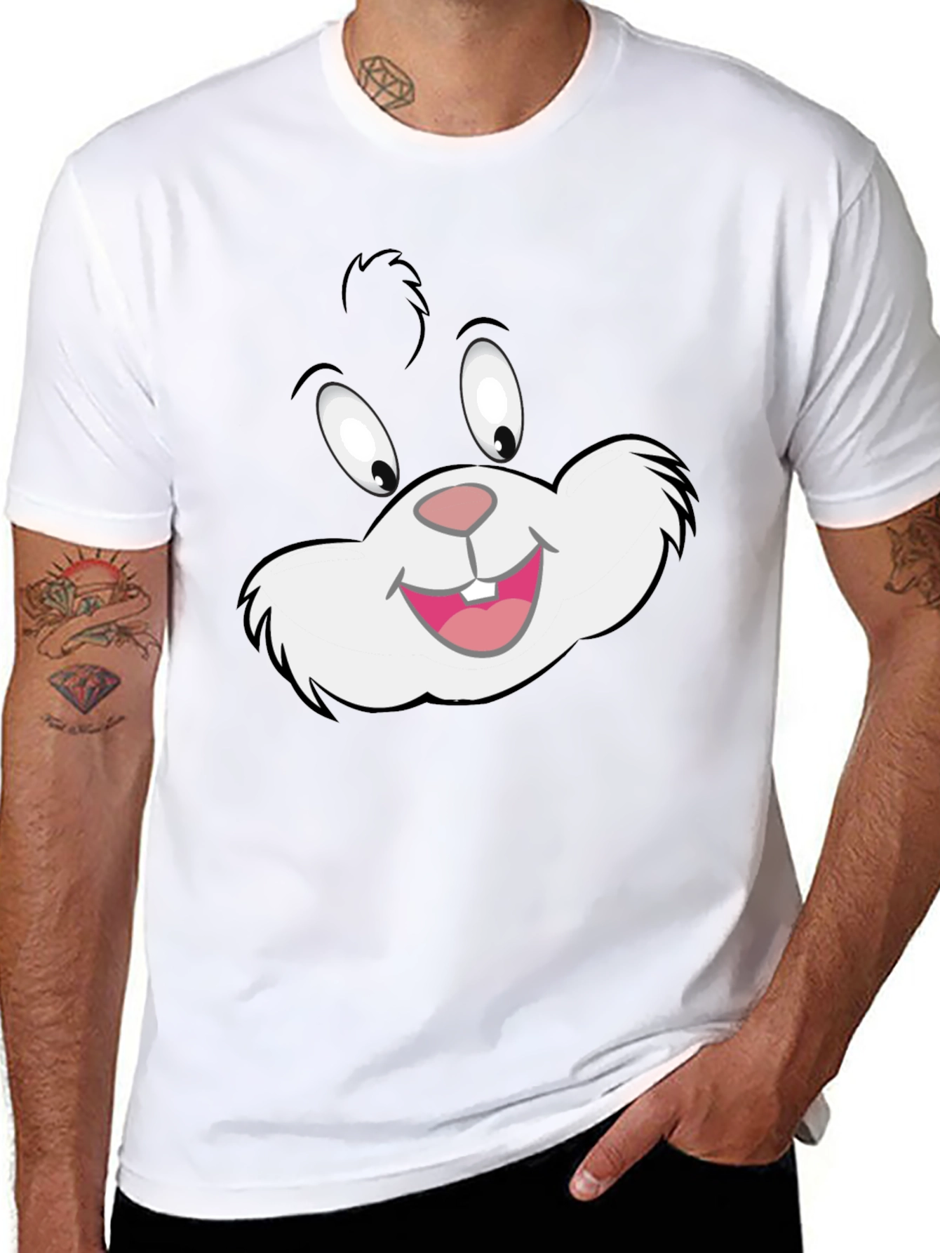 Cartoon Cat Graphic Black T-Shirt