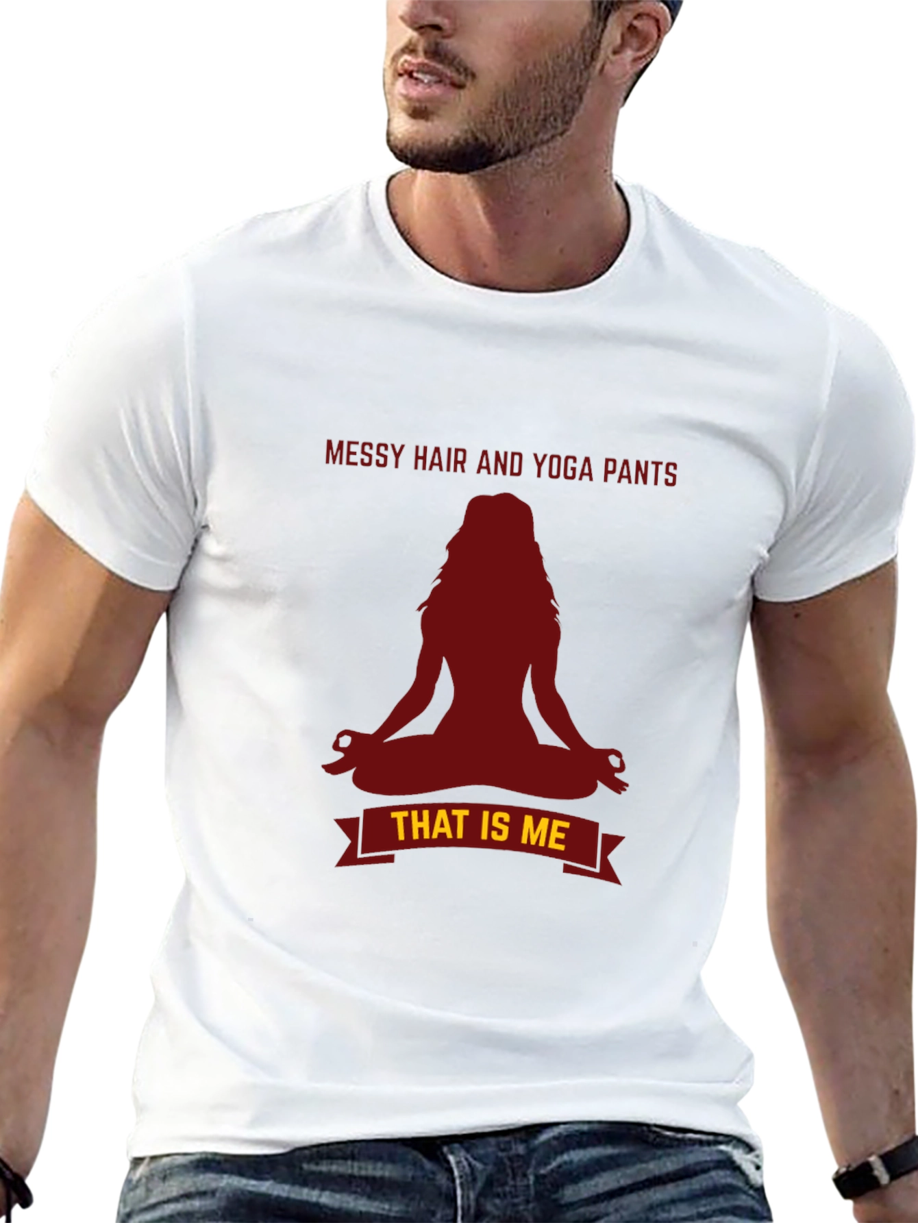 Messy Hair Yoga Pants T-Shirt - Relaxed Fit