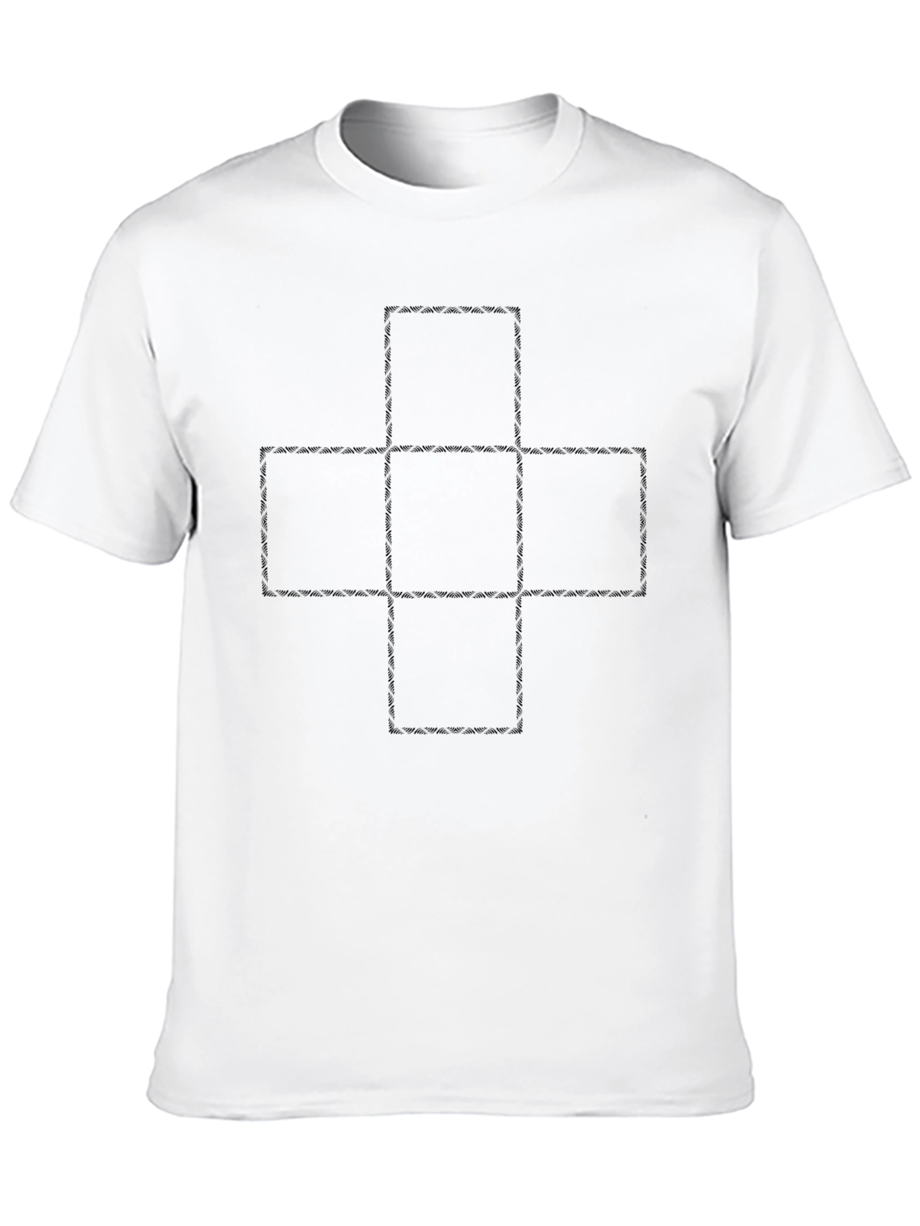 Mens Black Graphic Tee - Abstract Square Design