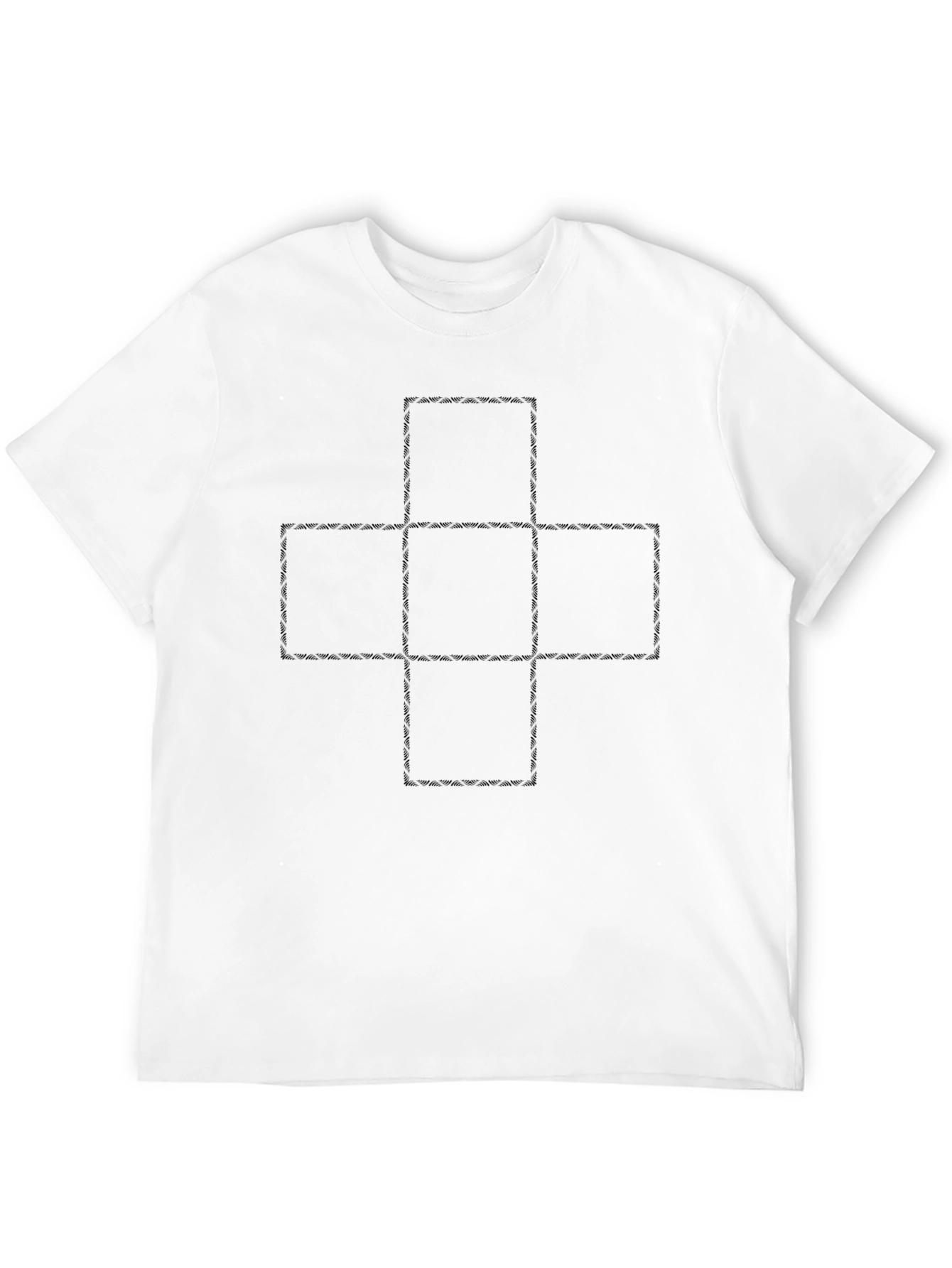 Mens Black Graphic Tee - Abstract Square Design