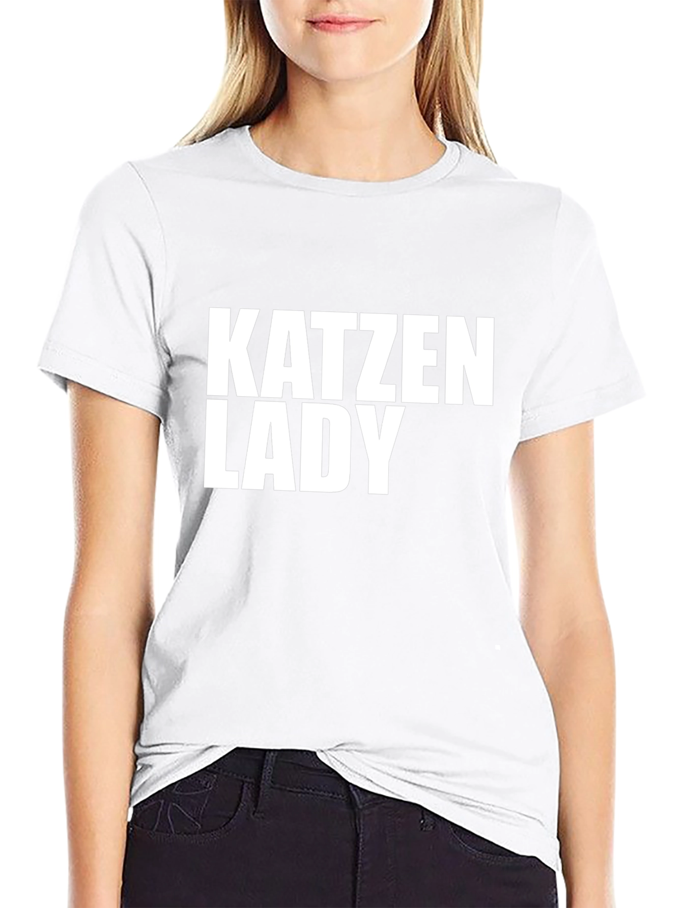 Katzen Lady Graphic Tee - Novelty Cat Lover T-Shirt