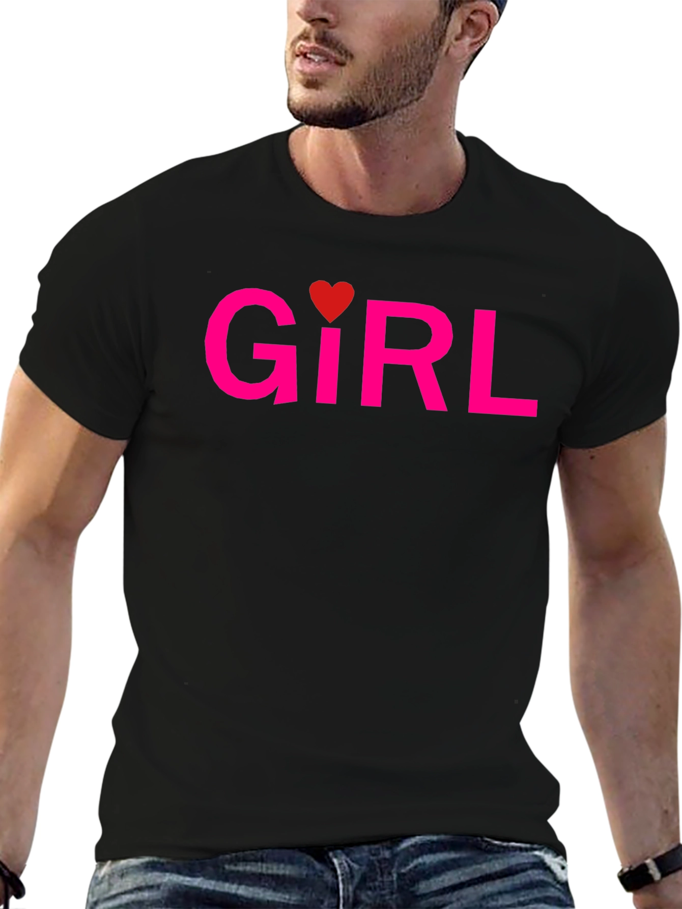 Girl Heart Graphic Print Crew Neck T-Shirt