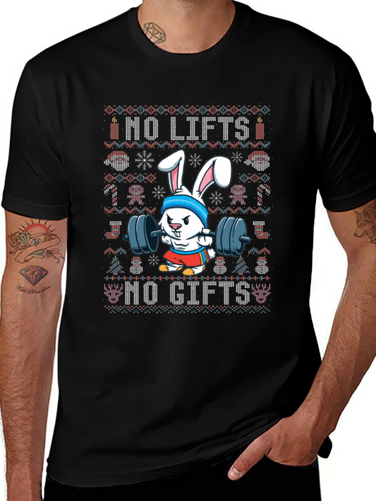 Funny Workout Bunny T-Shirt - No Lifts No Gifts