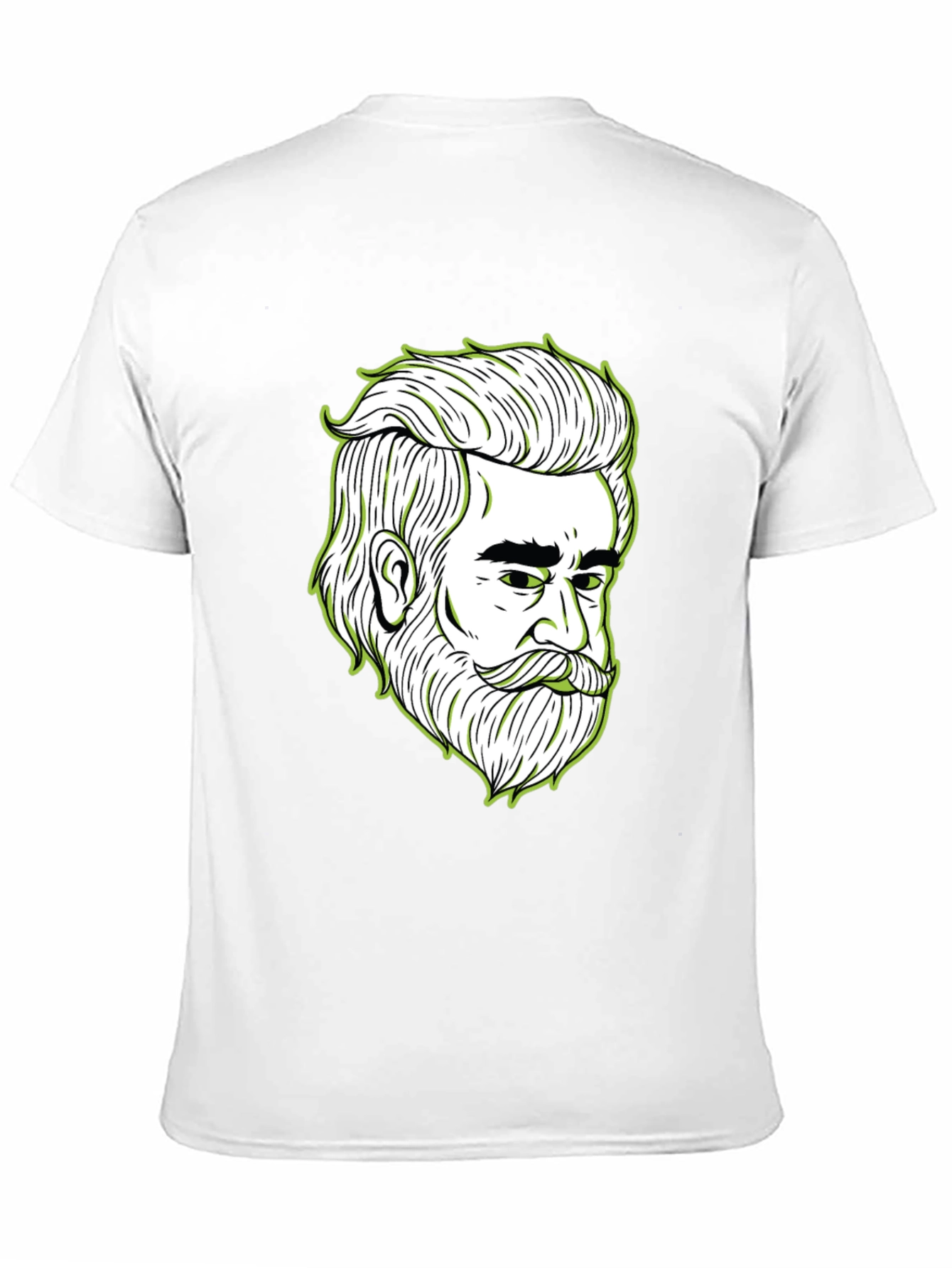 Cool Bearded Man Graphic Print Black T-Shirt