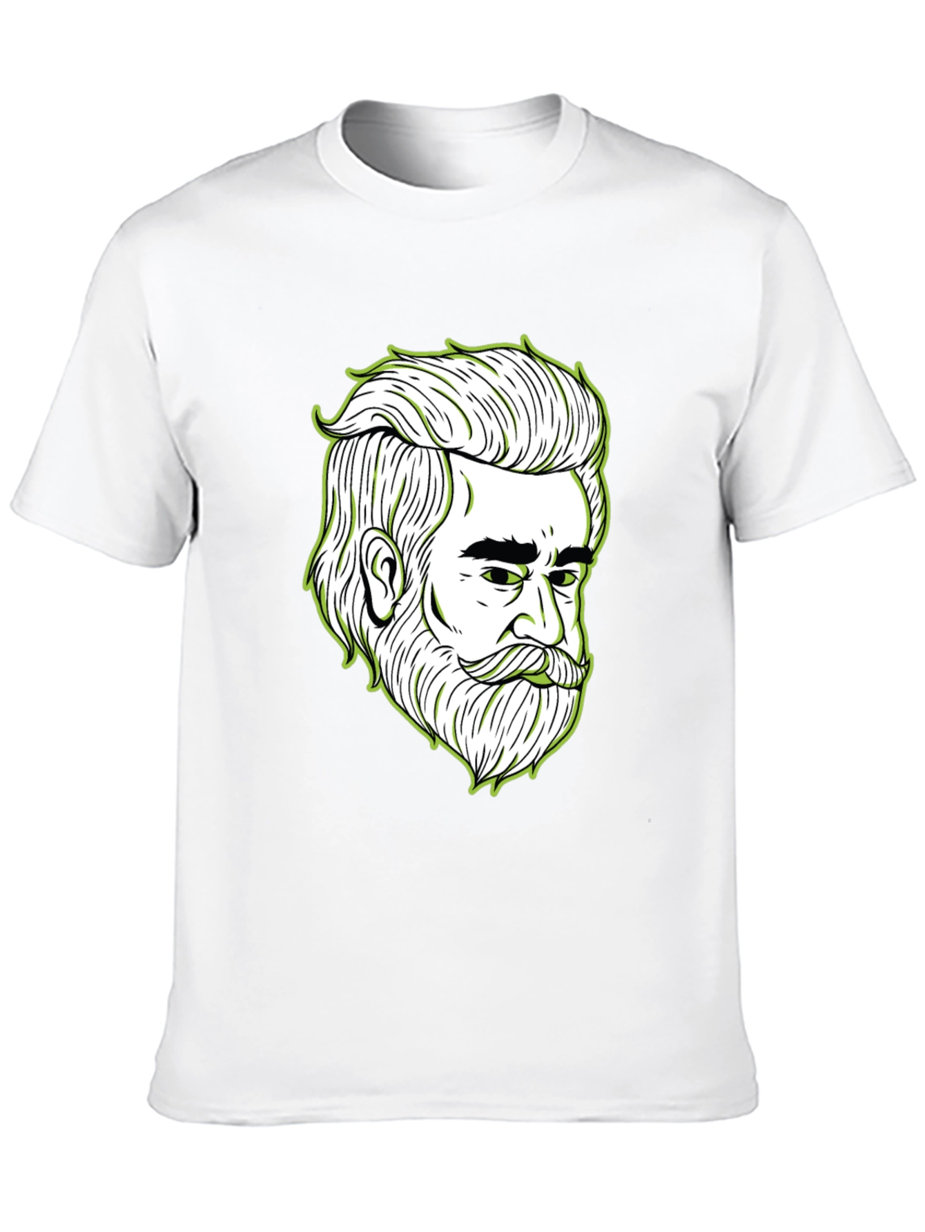Cool Bearded Man Graphic Print Black T-Shirt