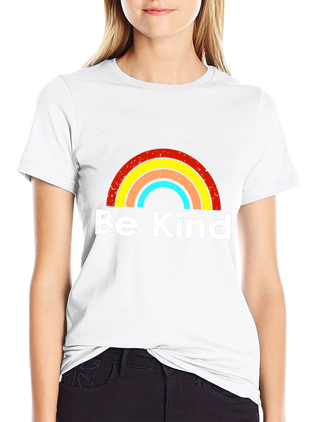 Be Kind Rainbow Graphic T-Shirt - Black