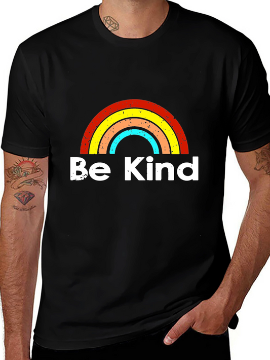 Be Kind Rainbow Graphic T-Shirt - Black