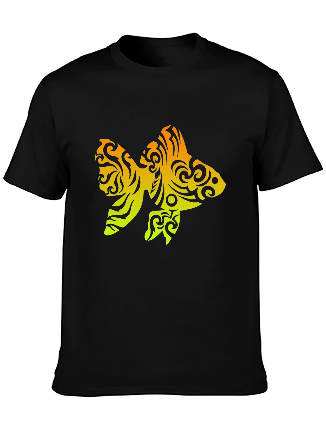 Tribal Goldfish Graphic Tee - Black Cotton Blend