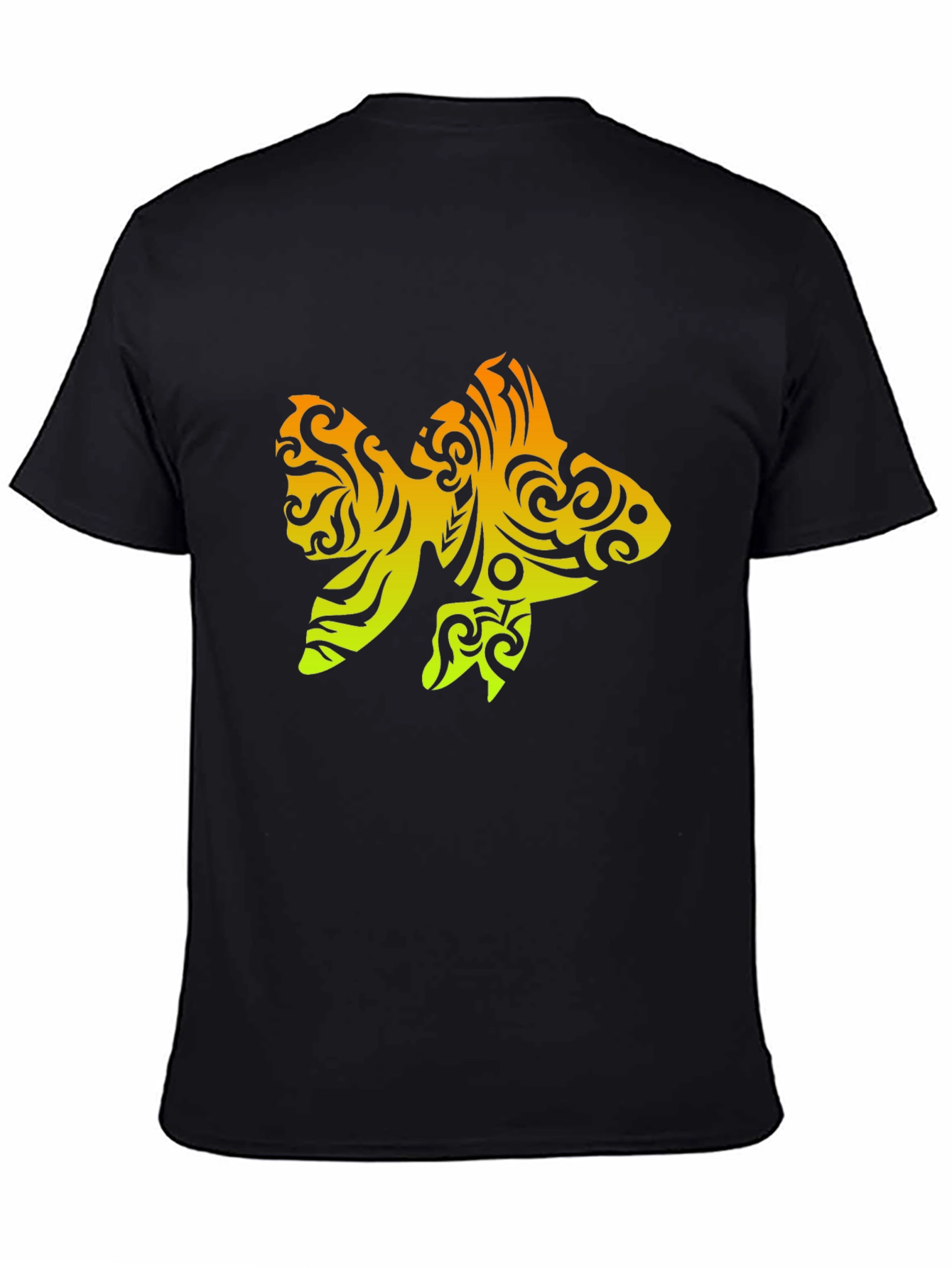 Tribal Goldfish Graphic Tee - Black Cotton Blend