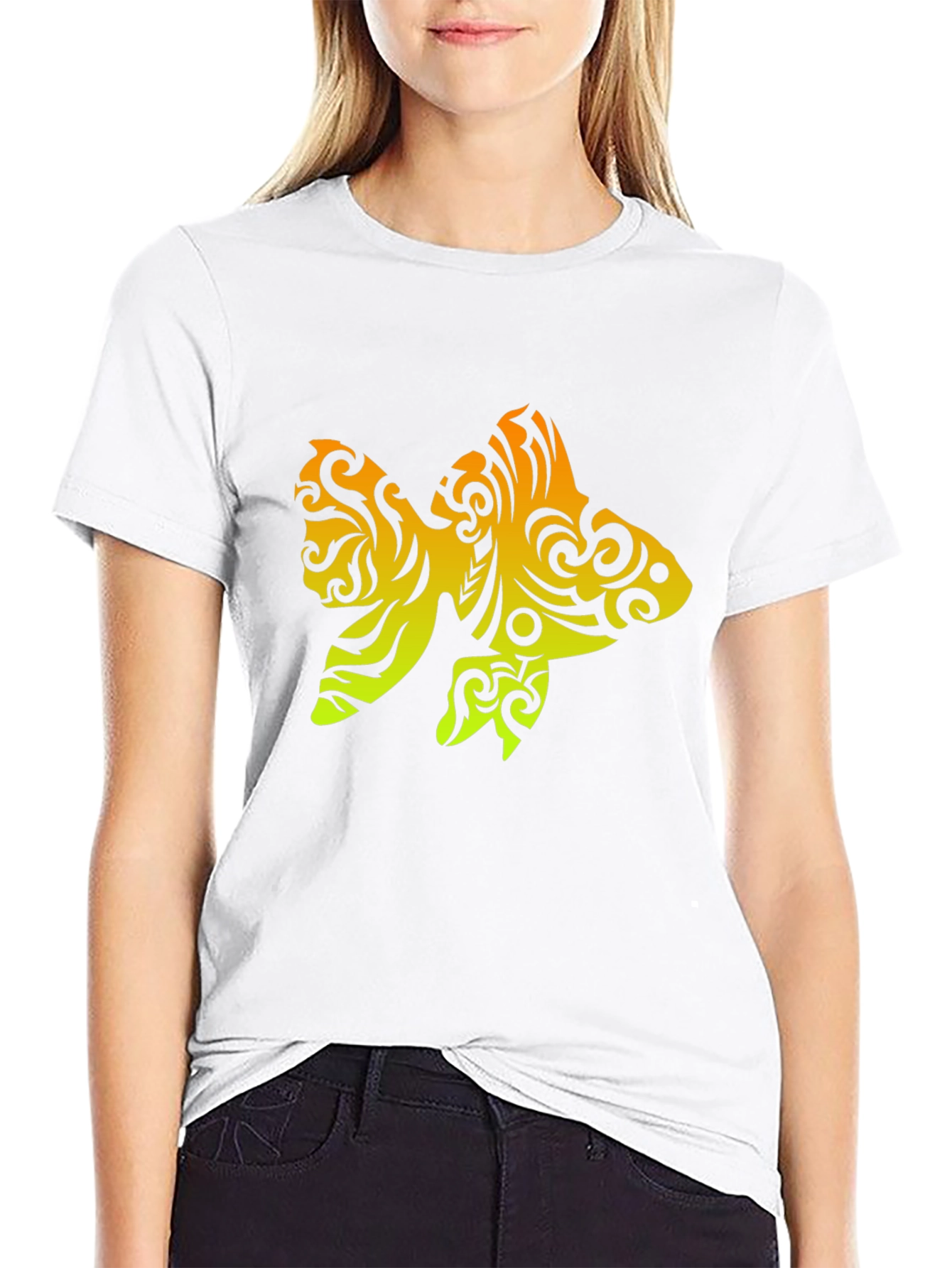 Tribal Goldfish Graphic Tee - Black Cotton Blend