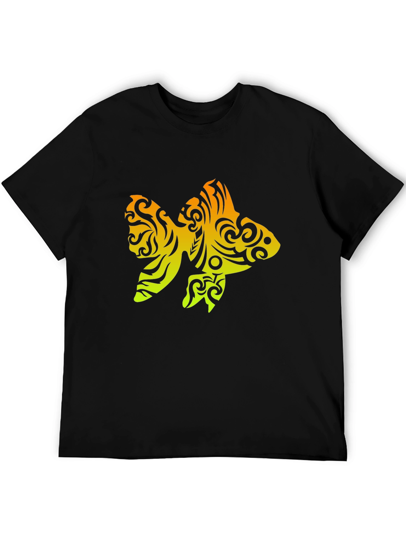 Tribal Goldfish Graphic Tee - Black Cotton Blend
