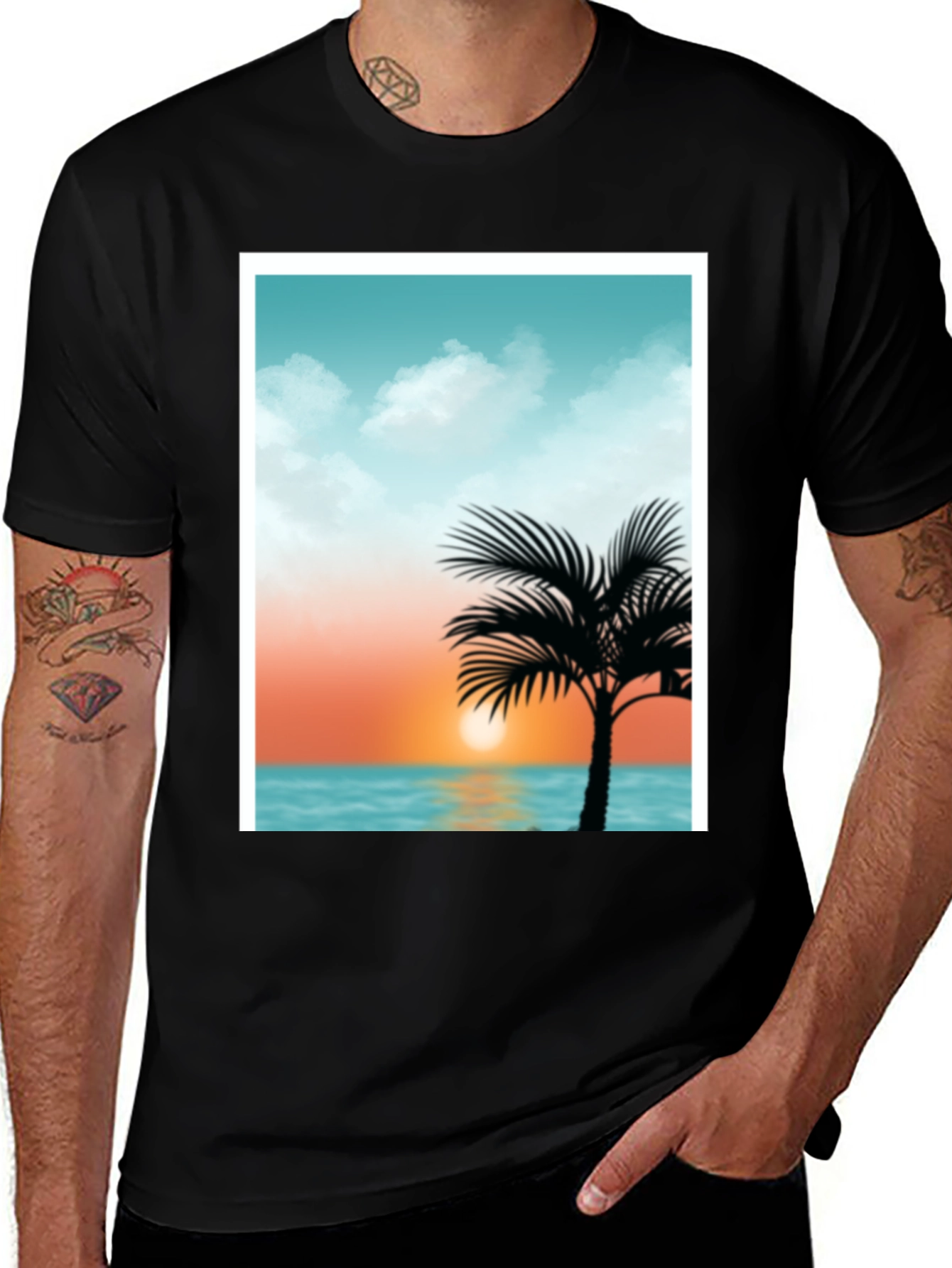 Sunset Palm Tee - Tropical Graphic T-Shirt