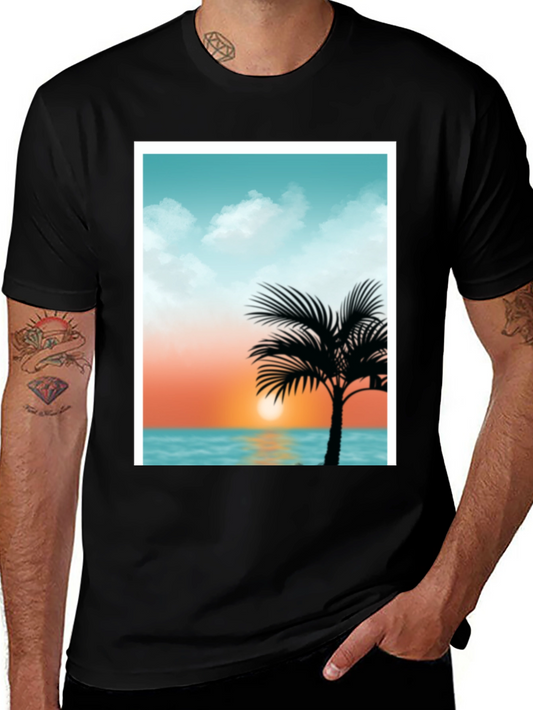 Sunset Palm Tee - Tropical Graphic T-Shirt