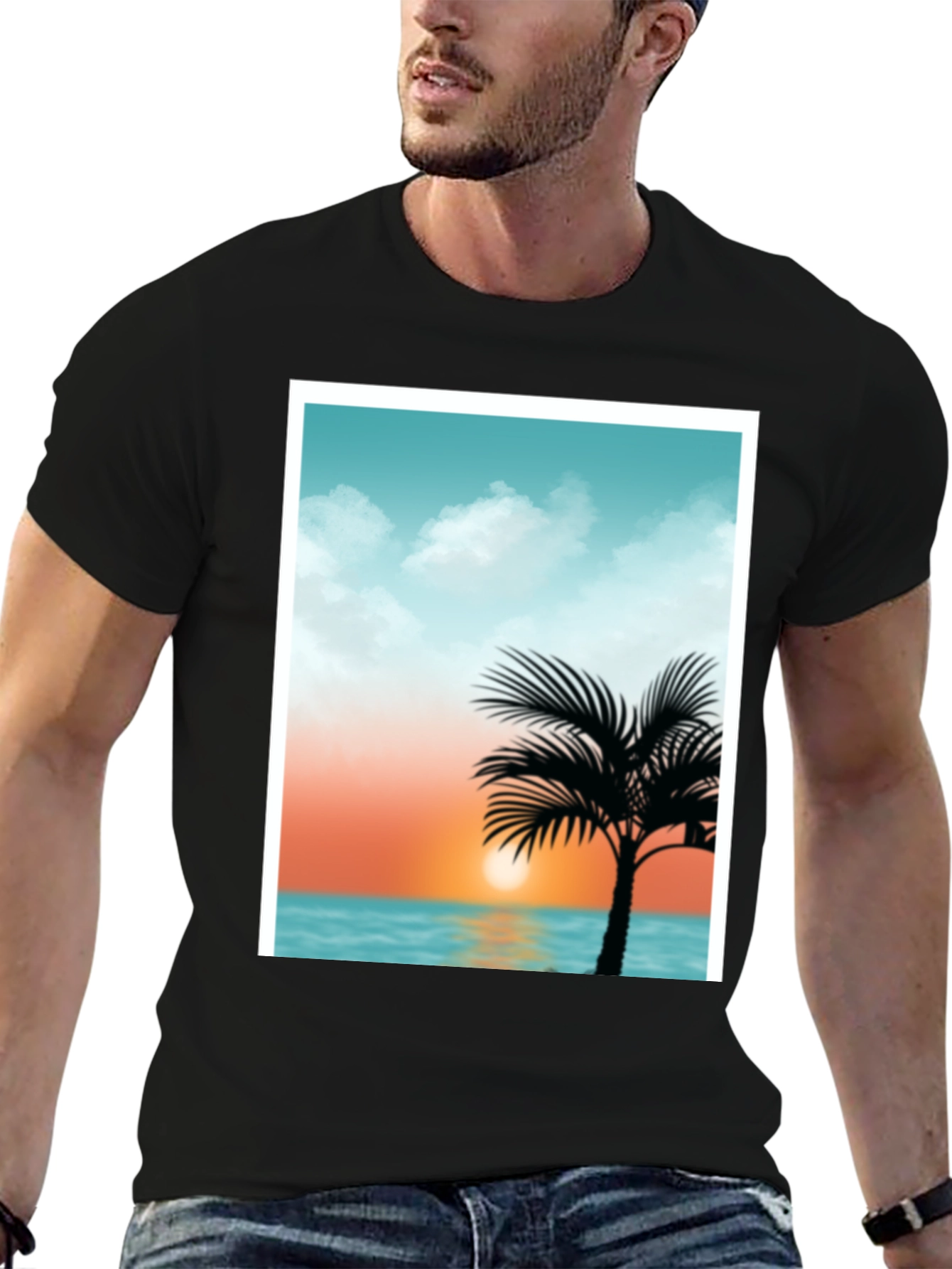 Sunset Palm Tee - Tropical Graphic T-Shirt