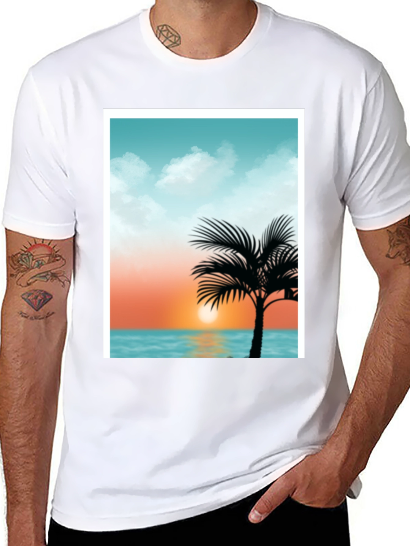 Sunset Palm Tee - Tropical Graphic T-Shirt