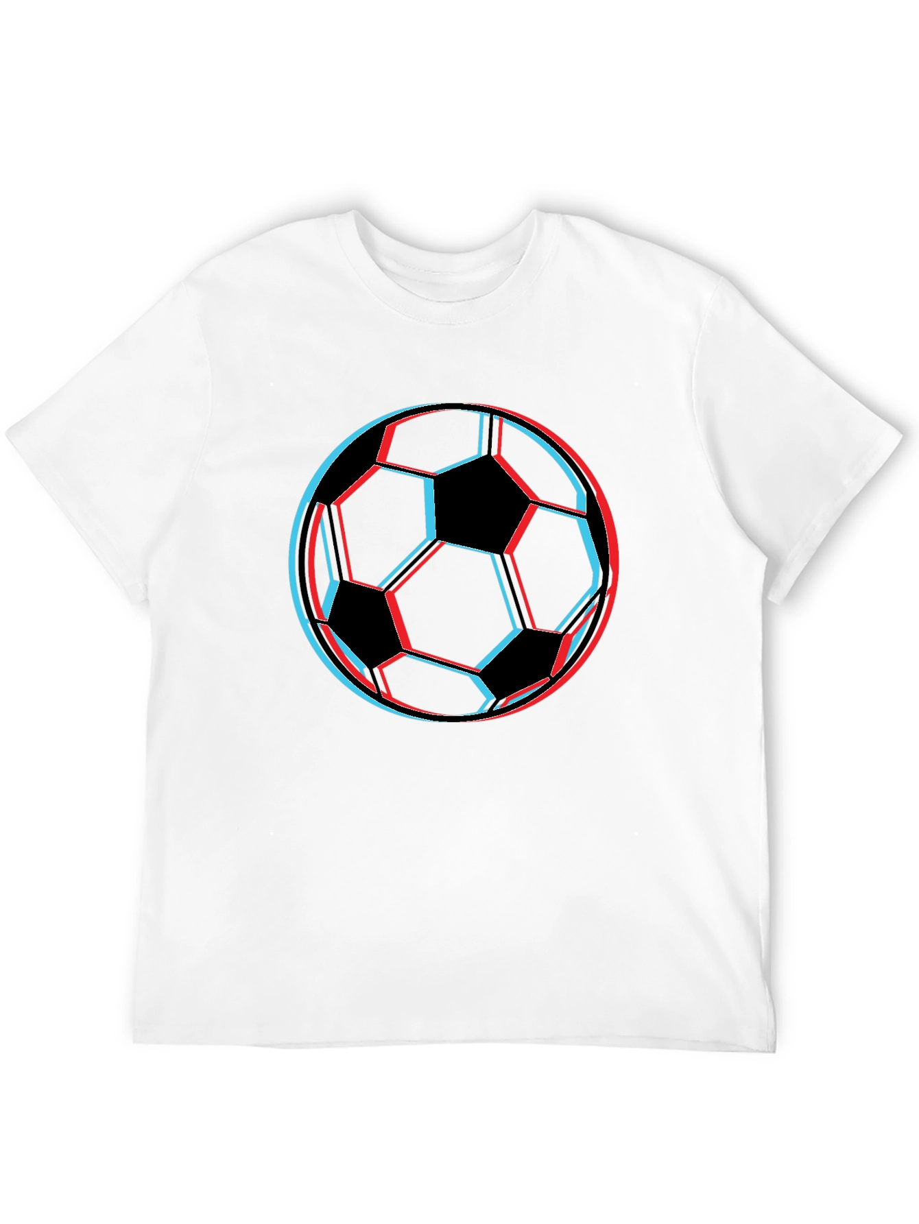 3D Soccer Ball Graphic Tee - Black Cotton T-Shirt