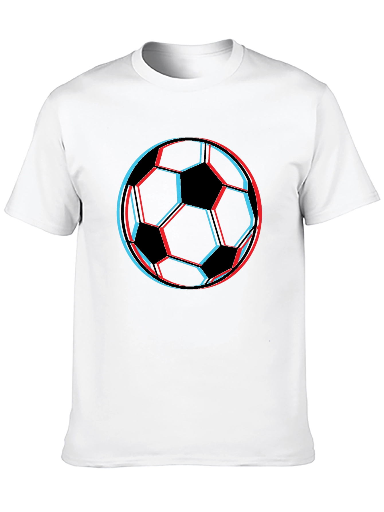 3D Soccer Ball Graphic Tee - Black Cotton T-Shirt
