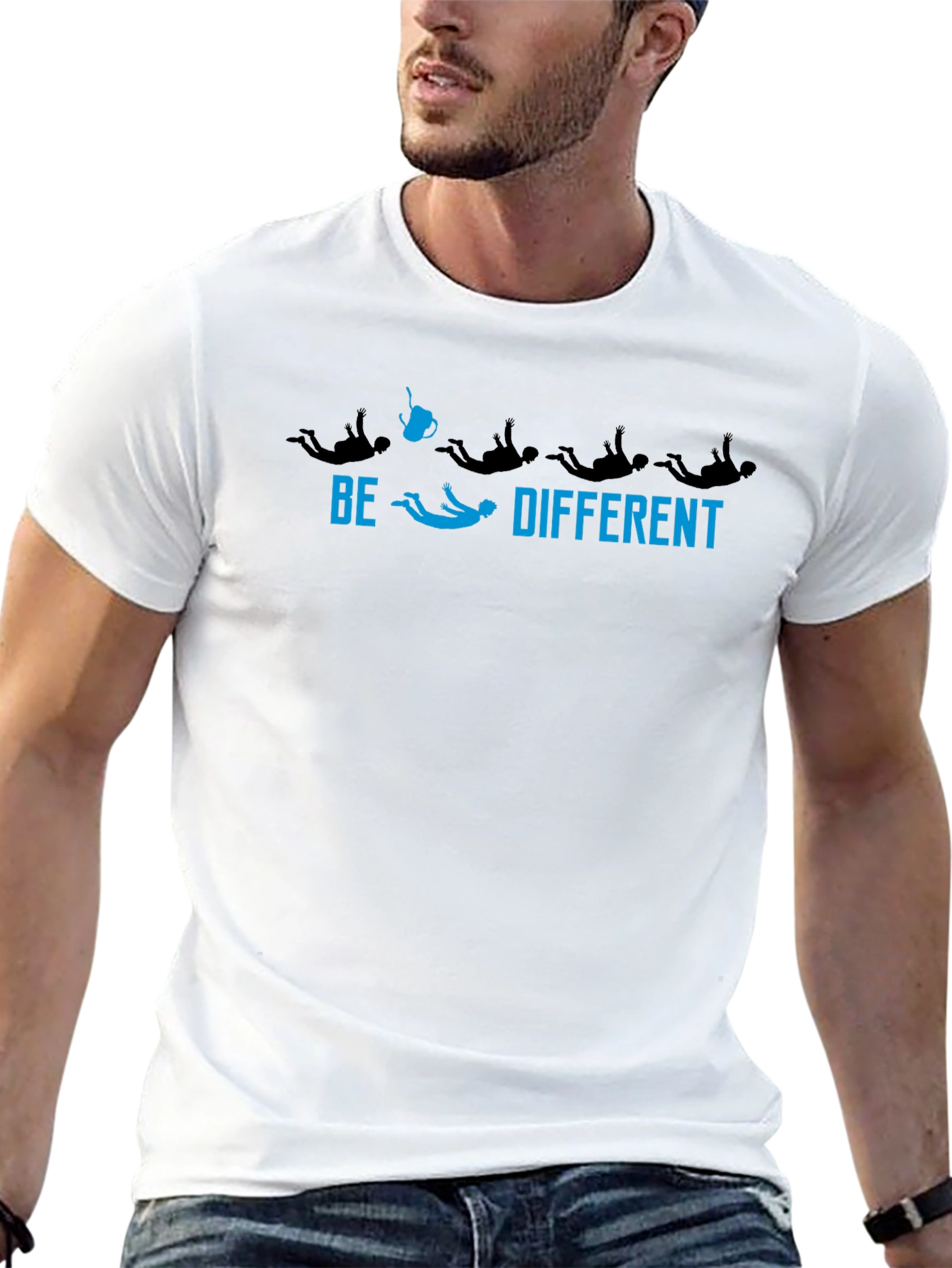 Be Different Skydiving Graphic Tee - Black