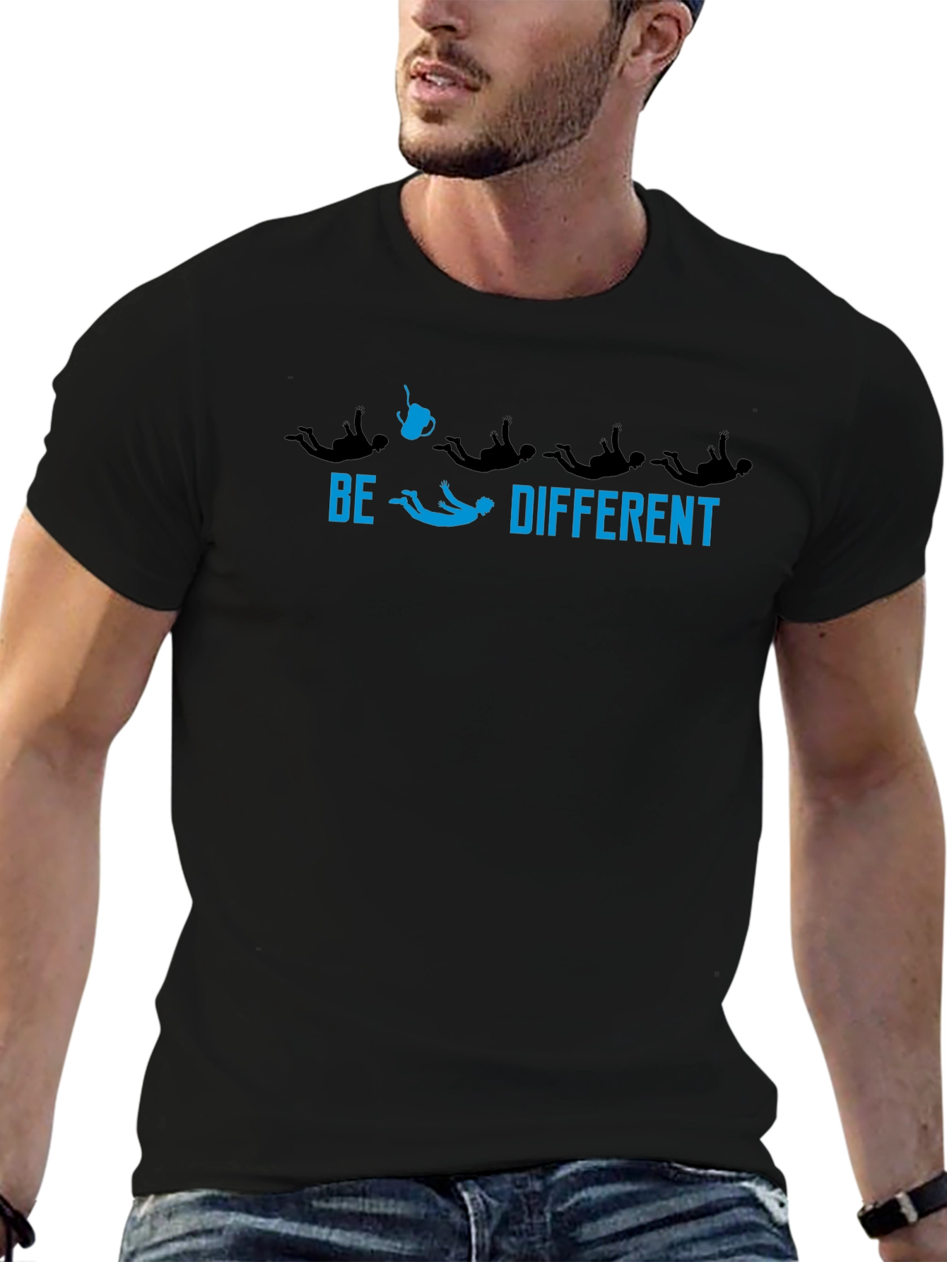 Be Different Skydiving Graphic Tee - Black