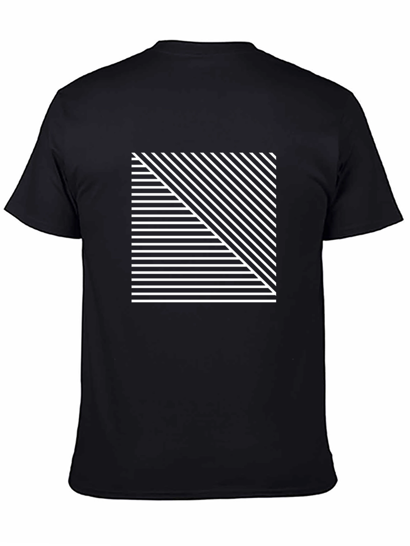 Geometric Line Pattern Black T-Shirt