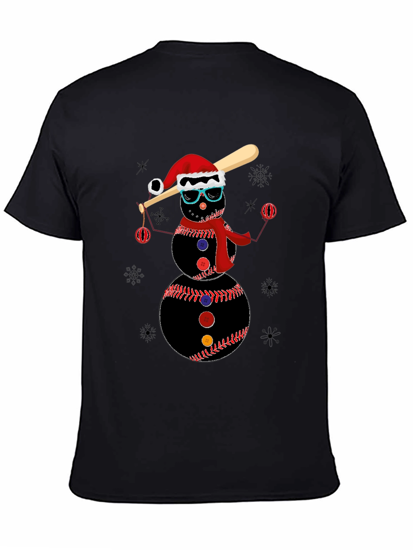 Baseball Snowman T-Shirt - Holiday Festive Tee