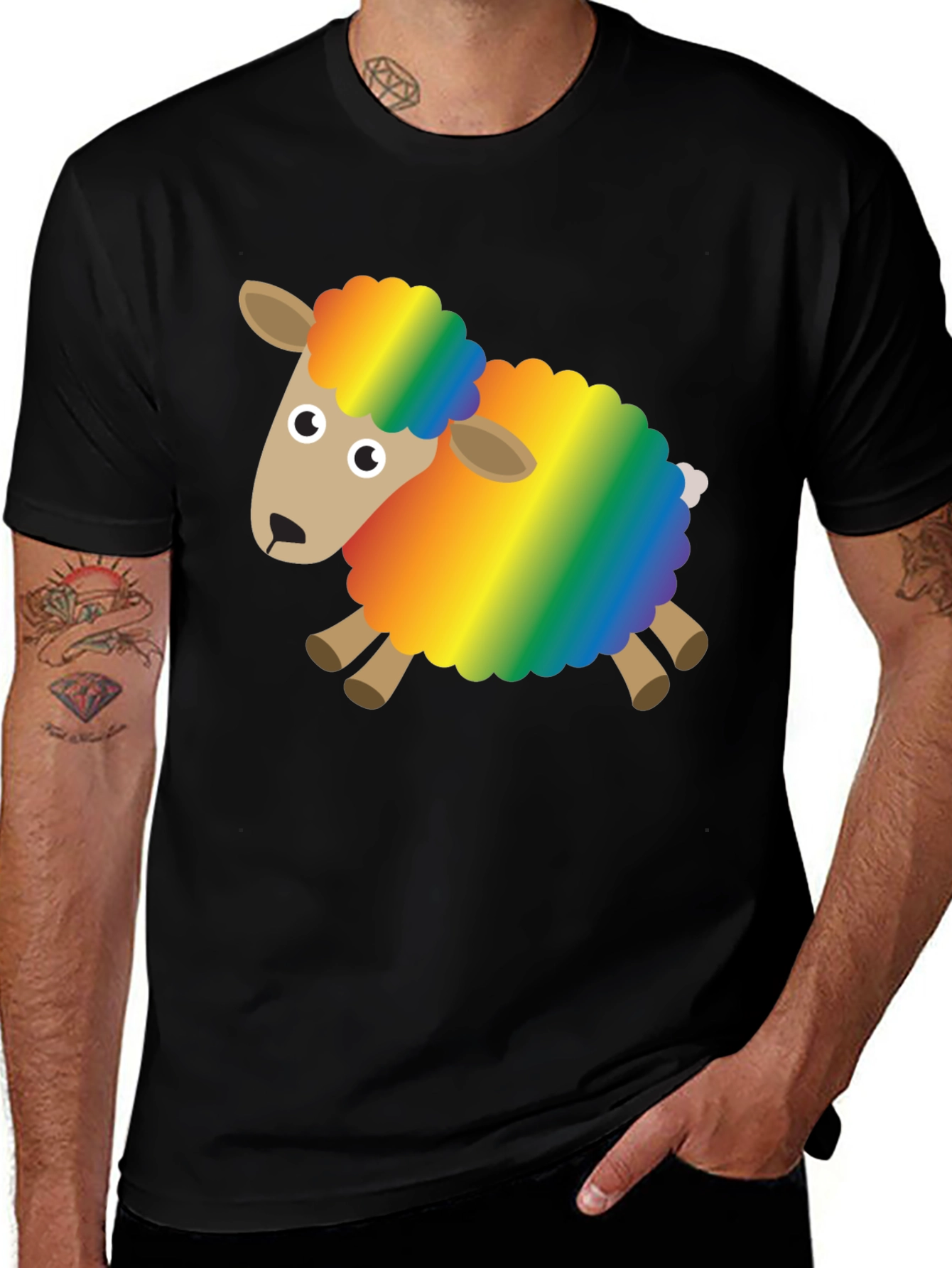 Rainbow Sheep Graphic Tee - Fun & Unique Design