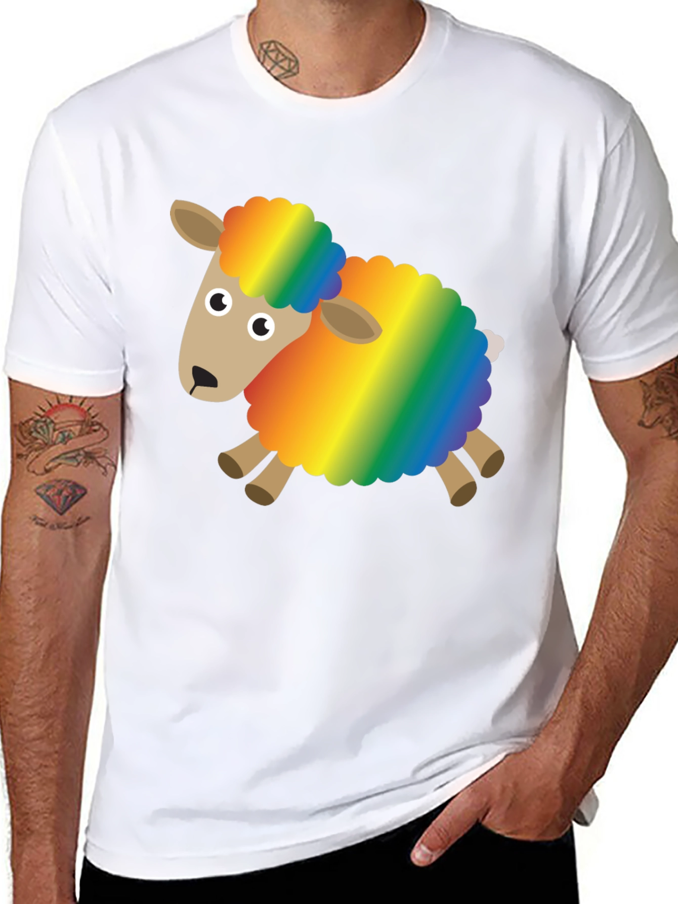 Rainbow Sheep Graphic Tee - Fun & Unique Design