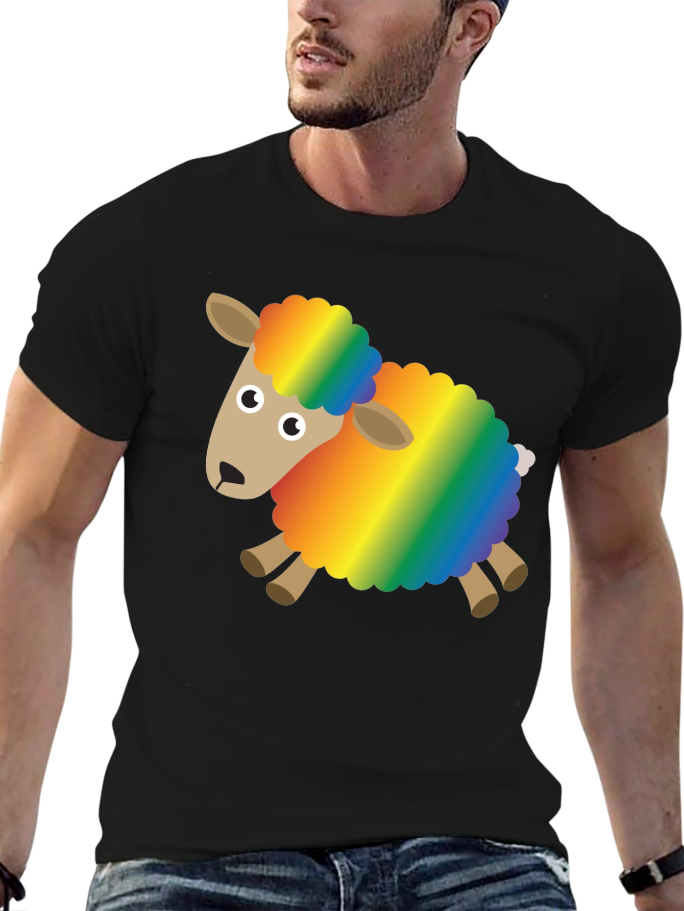 Rainbow Sheep Graphic Tee - Fun & Unique Design