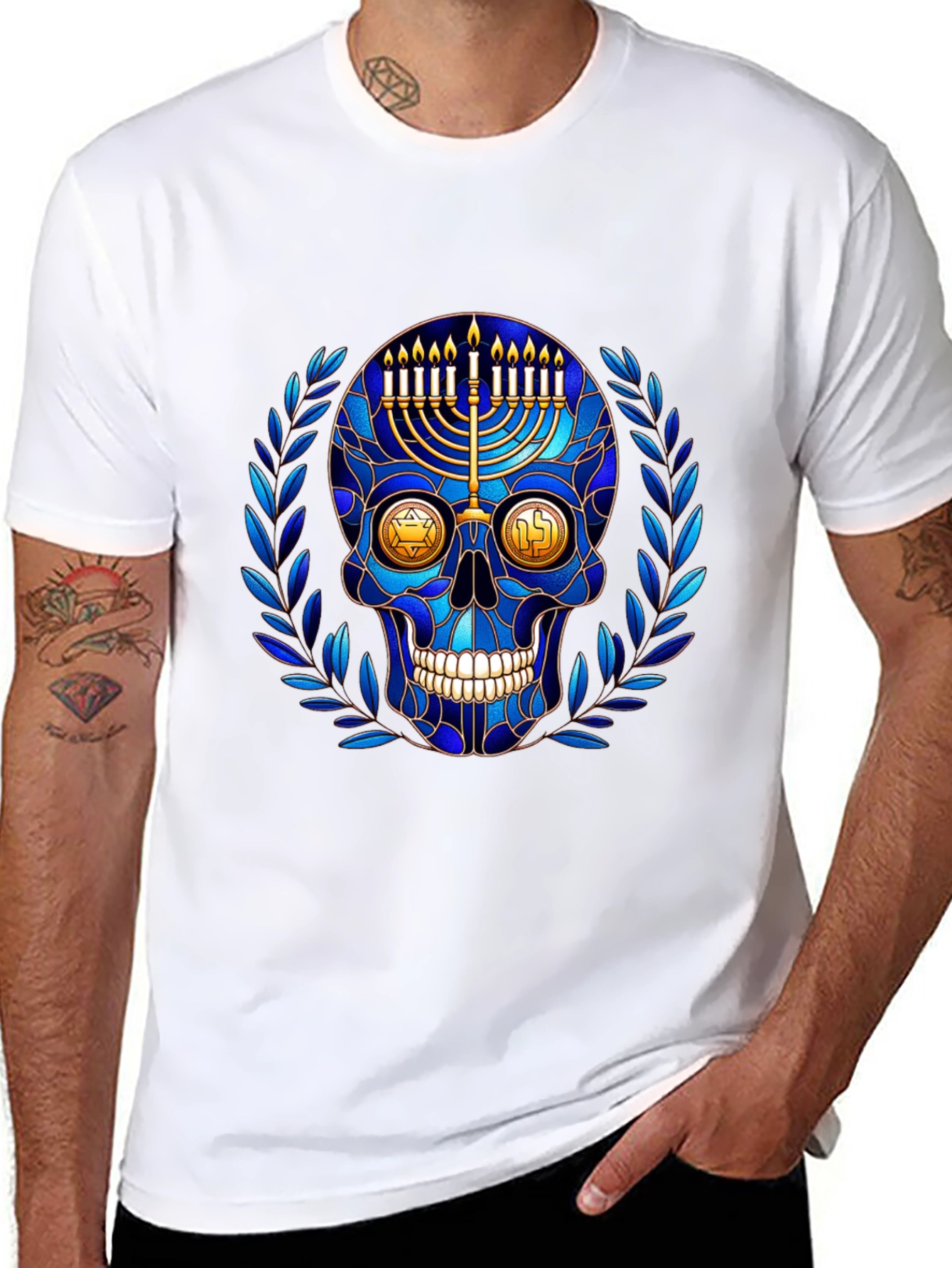Hanukkah Skull Graphic T-Shirt