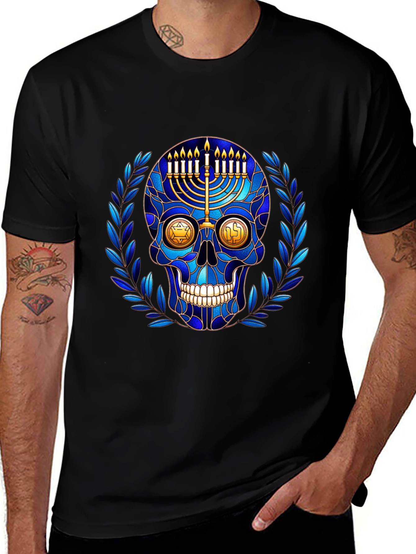 Hanukkah Skull Graphic T-Shirt