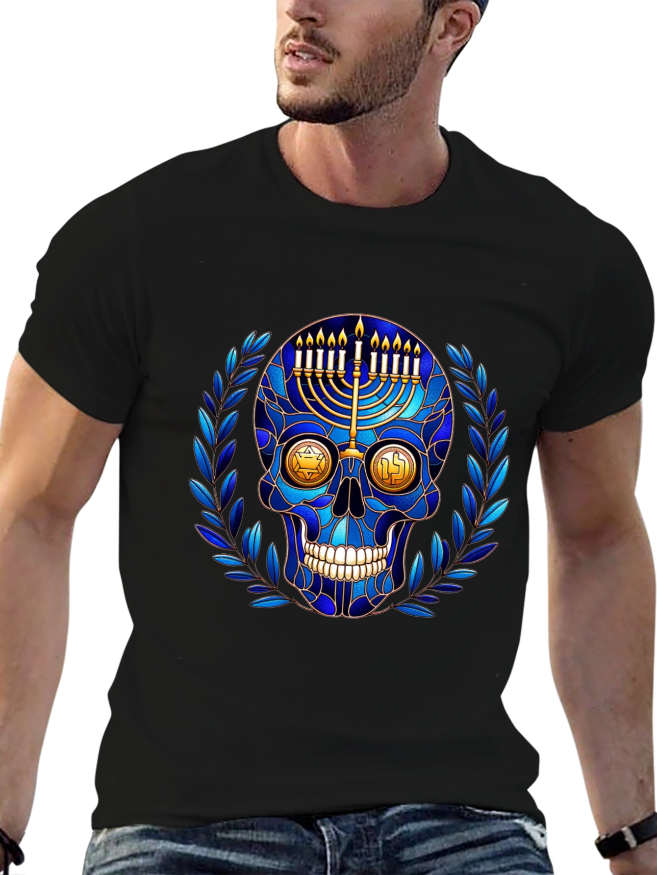 Hanukkah Skull Graphic T-Shirt