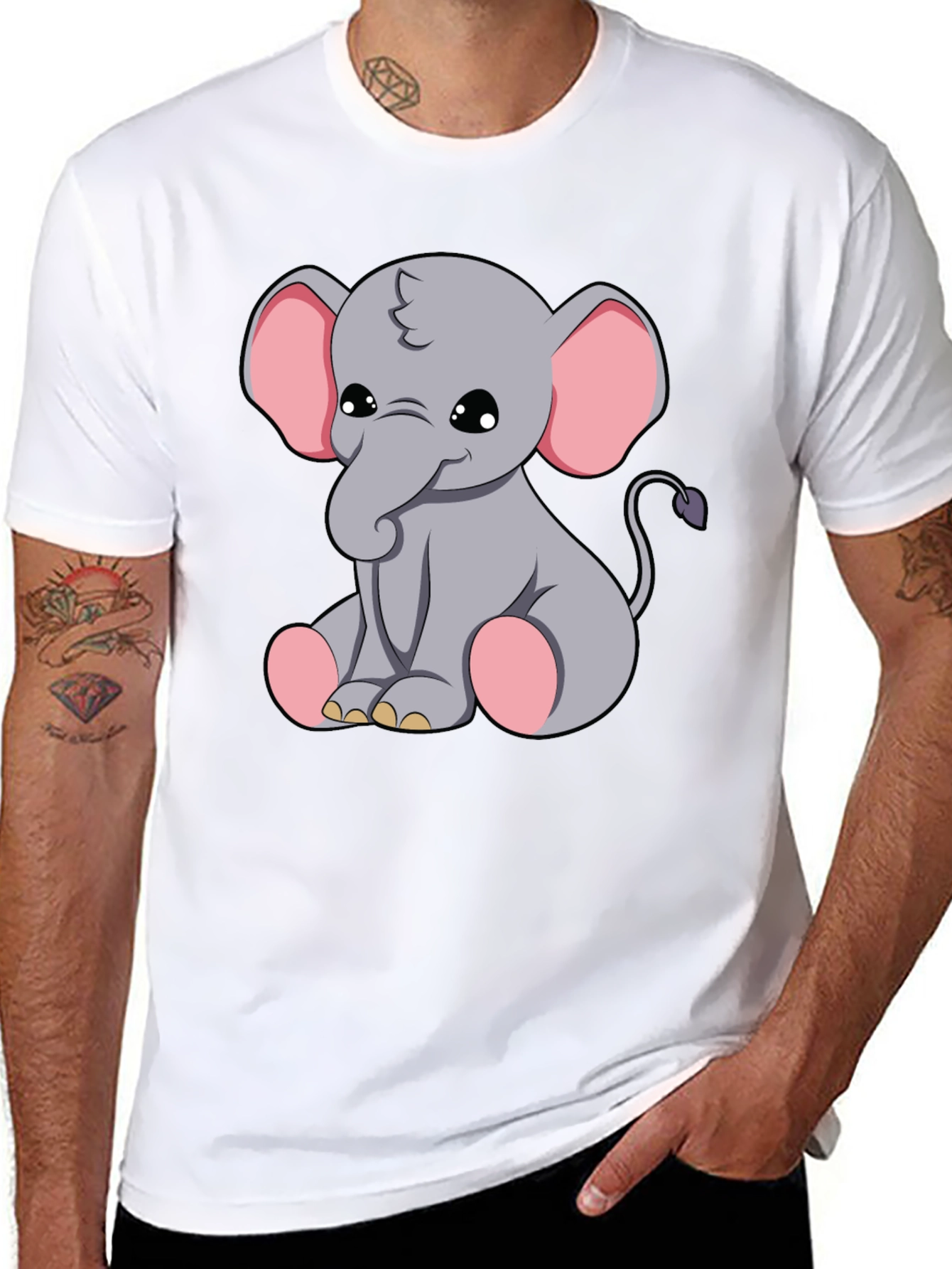 Cute Elephant Graphic Tee - Soft Cotton Blend