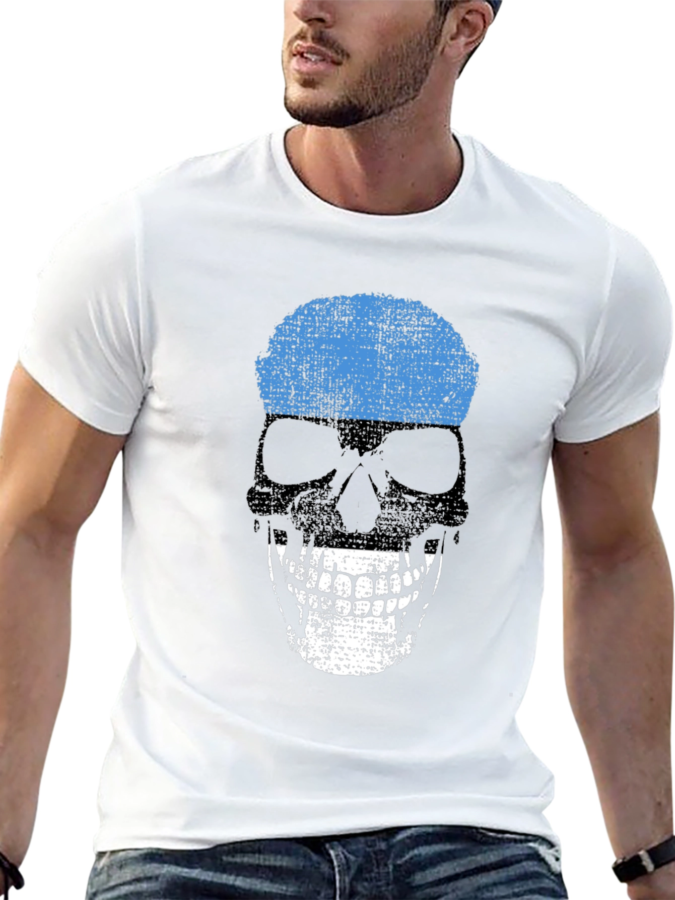 Estonia Flag Skull Graphic T-Shirt