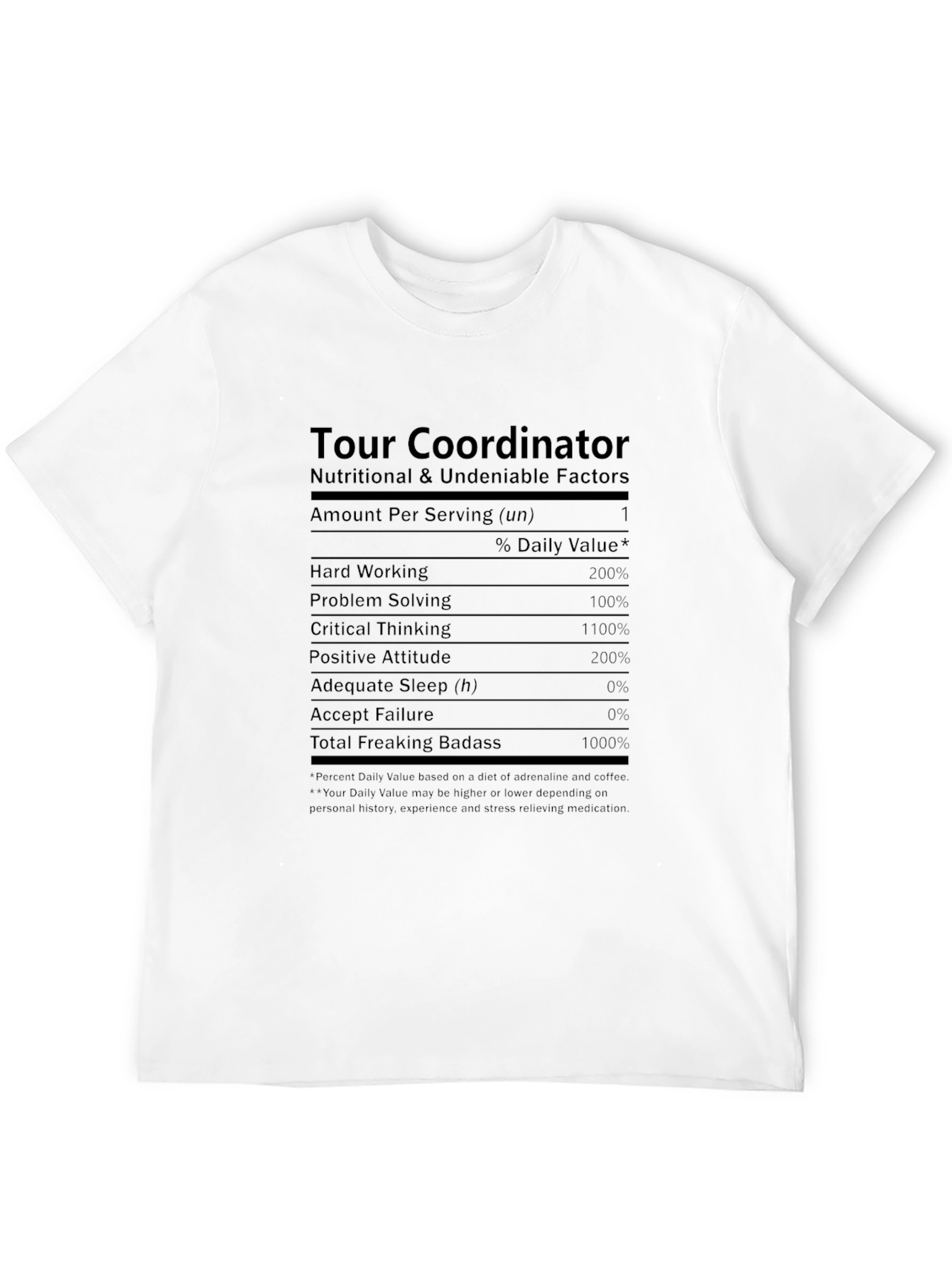 Tour Coordinator Nutrition Facts T-Shirt