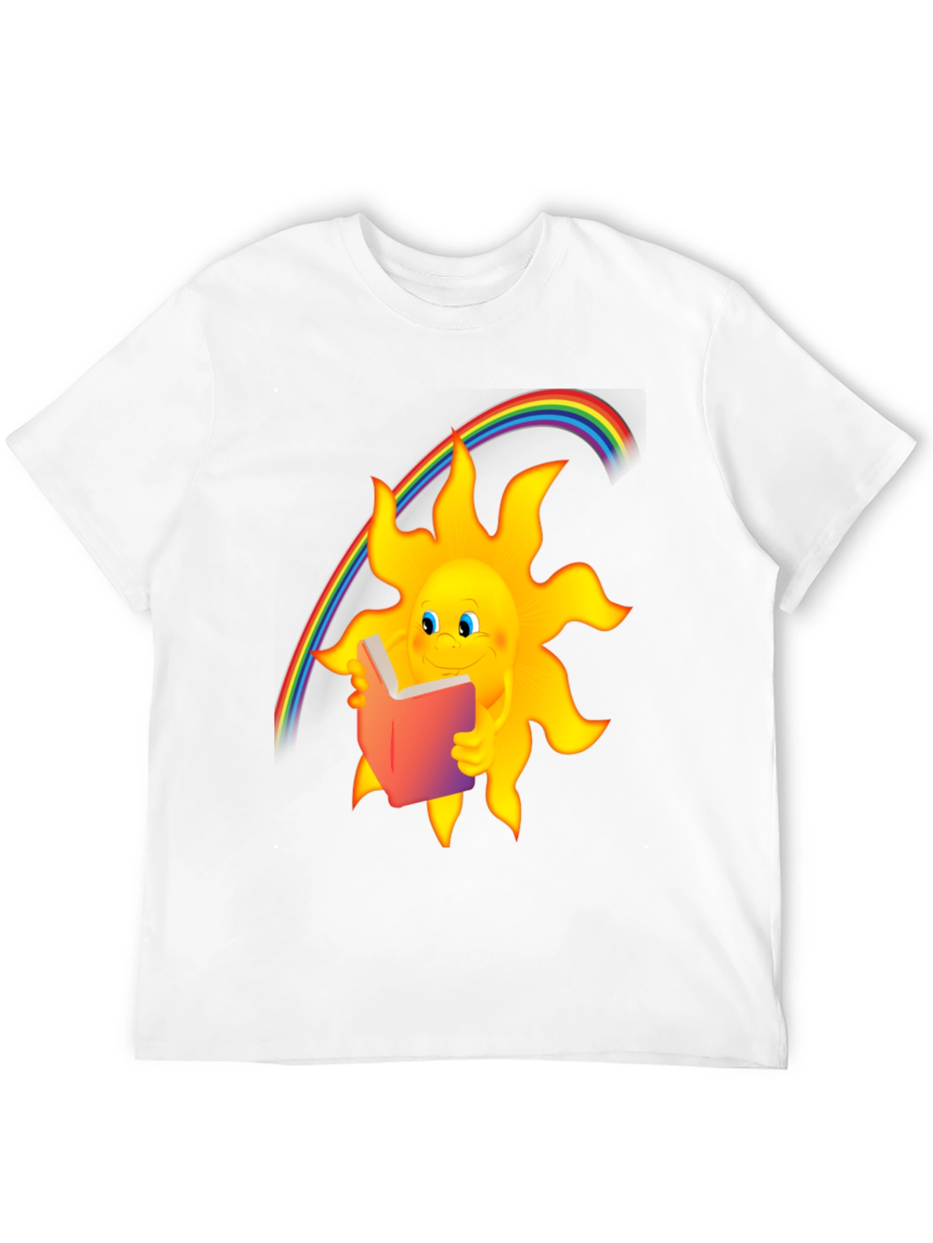 Sun Reading Book Rainbow Graphic T-Shirt