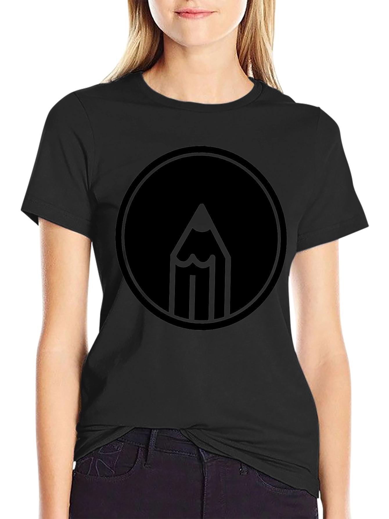 Pencil Circle Graphic Black T-Shirt