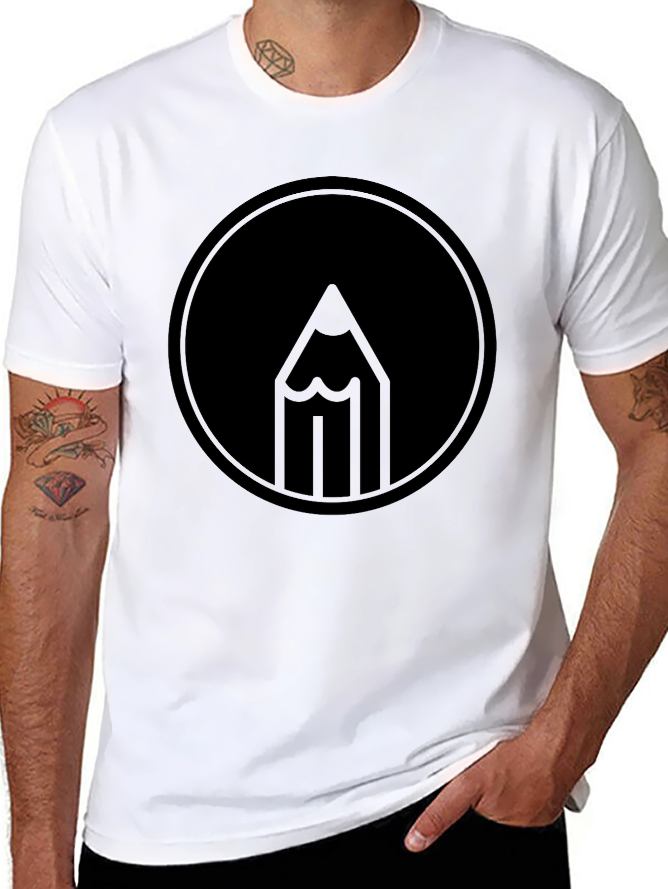 Pencil Circle Graphic Black T-Shirt