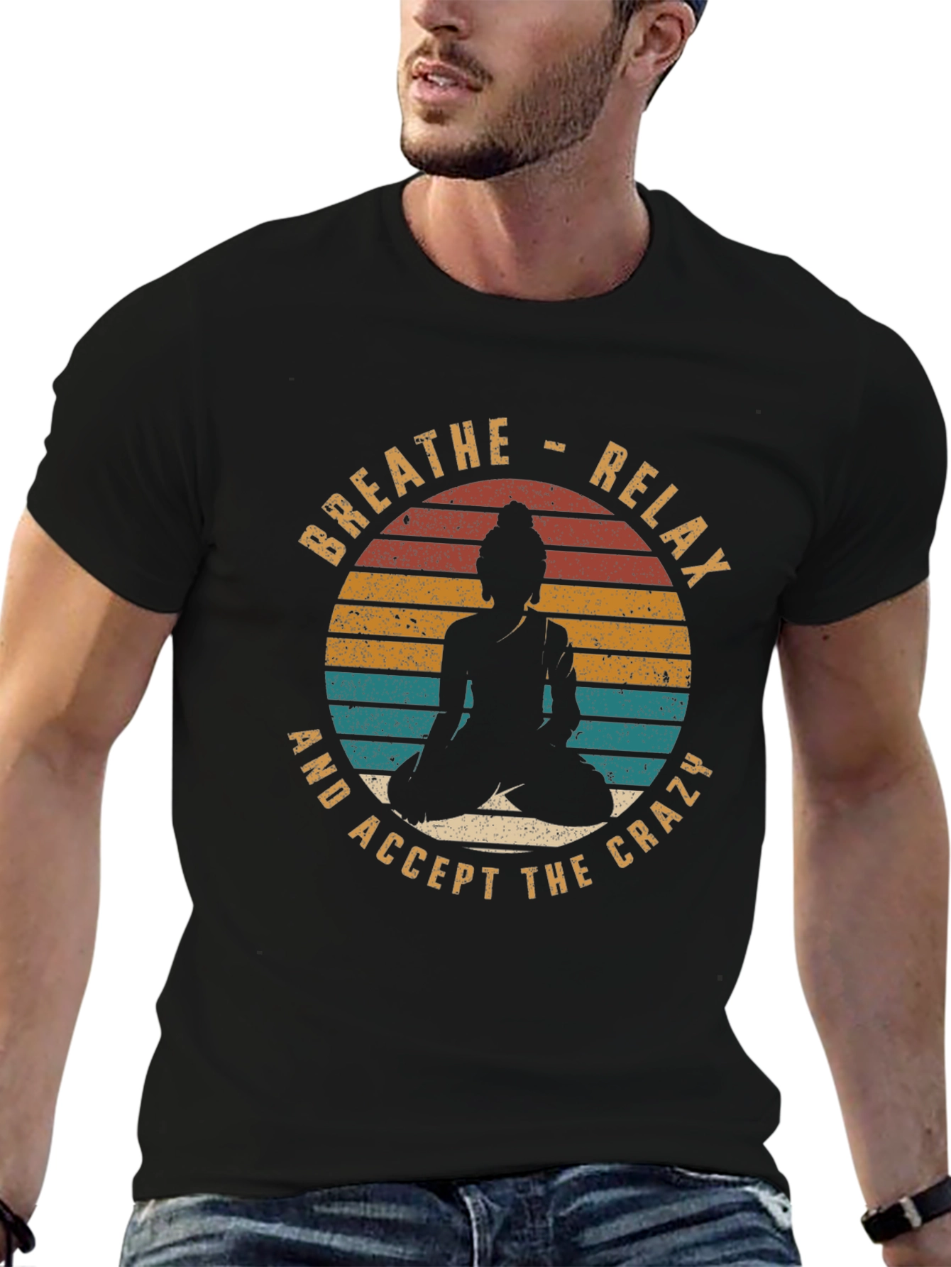 Breathe Relax Buddha Graphic Tee - Casual Comfort